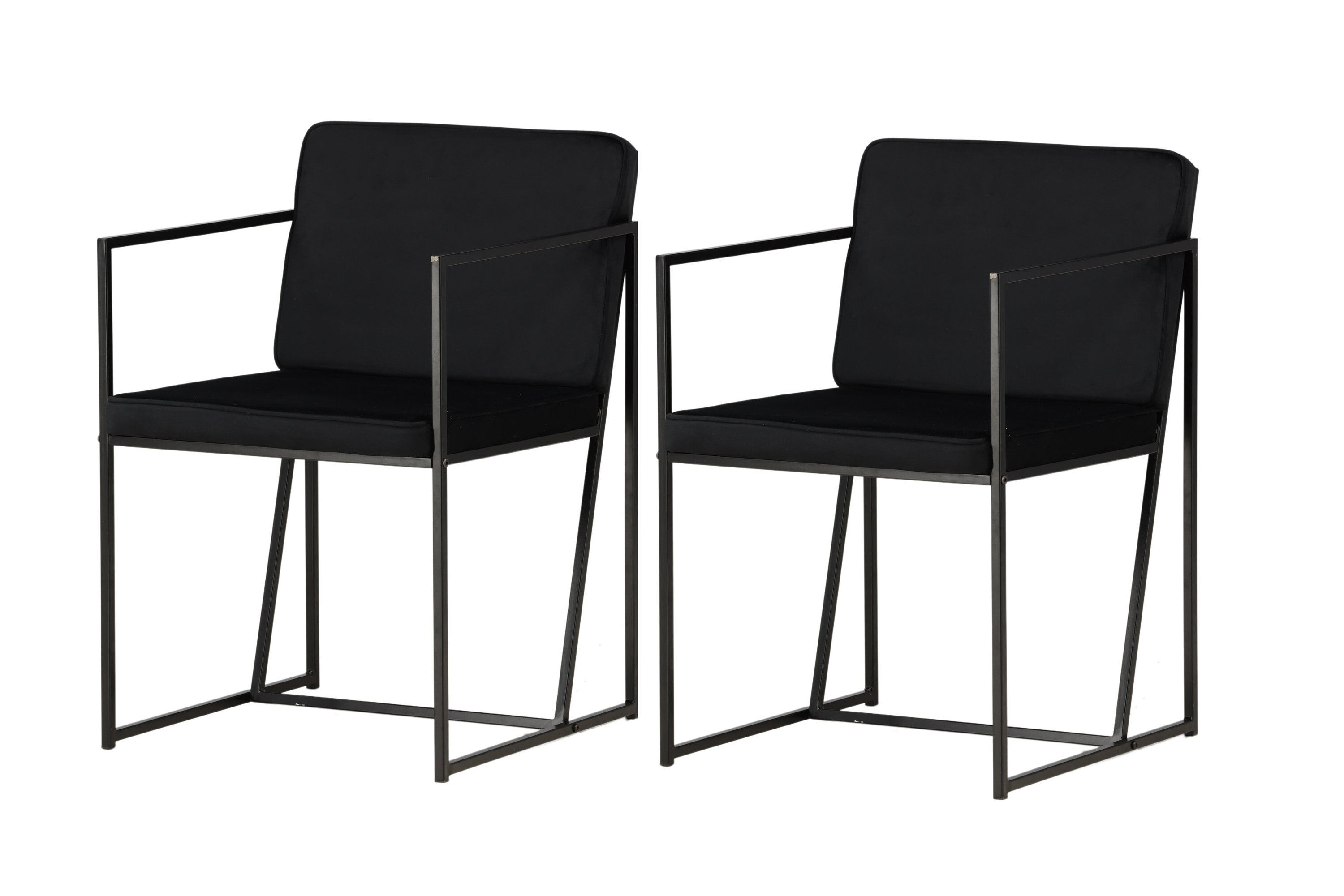2x Richmond Esszimmerstuhl-Set Metall Samt Schwarz
