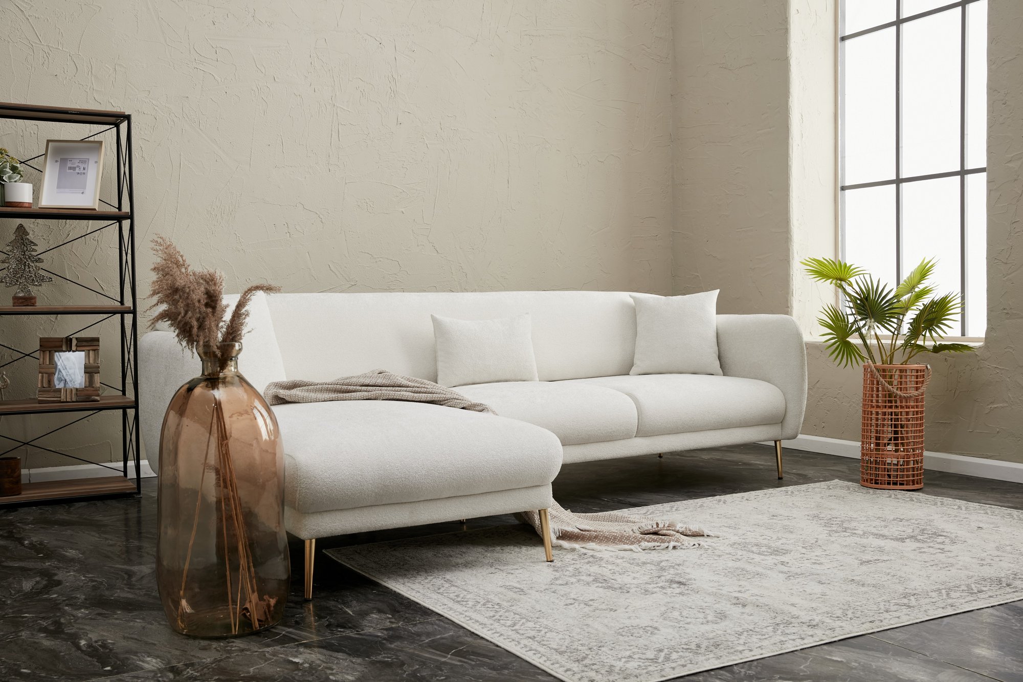 Simena Sofa Récamiere Links Creme