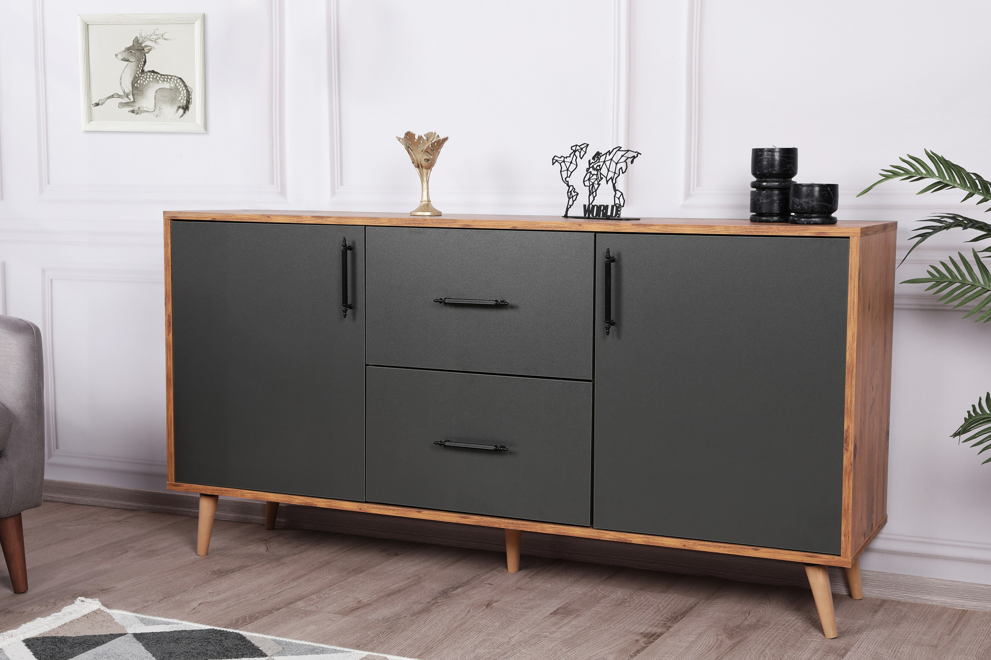 Cordoba Konsole Holzfurnier Anthrazit