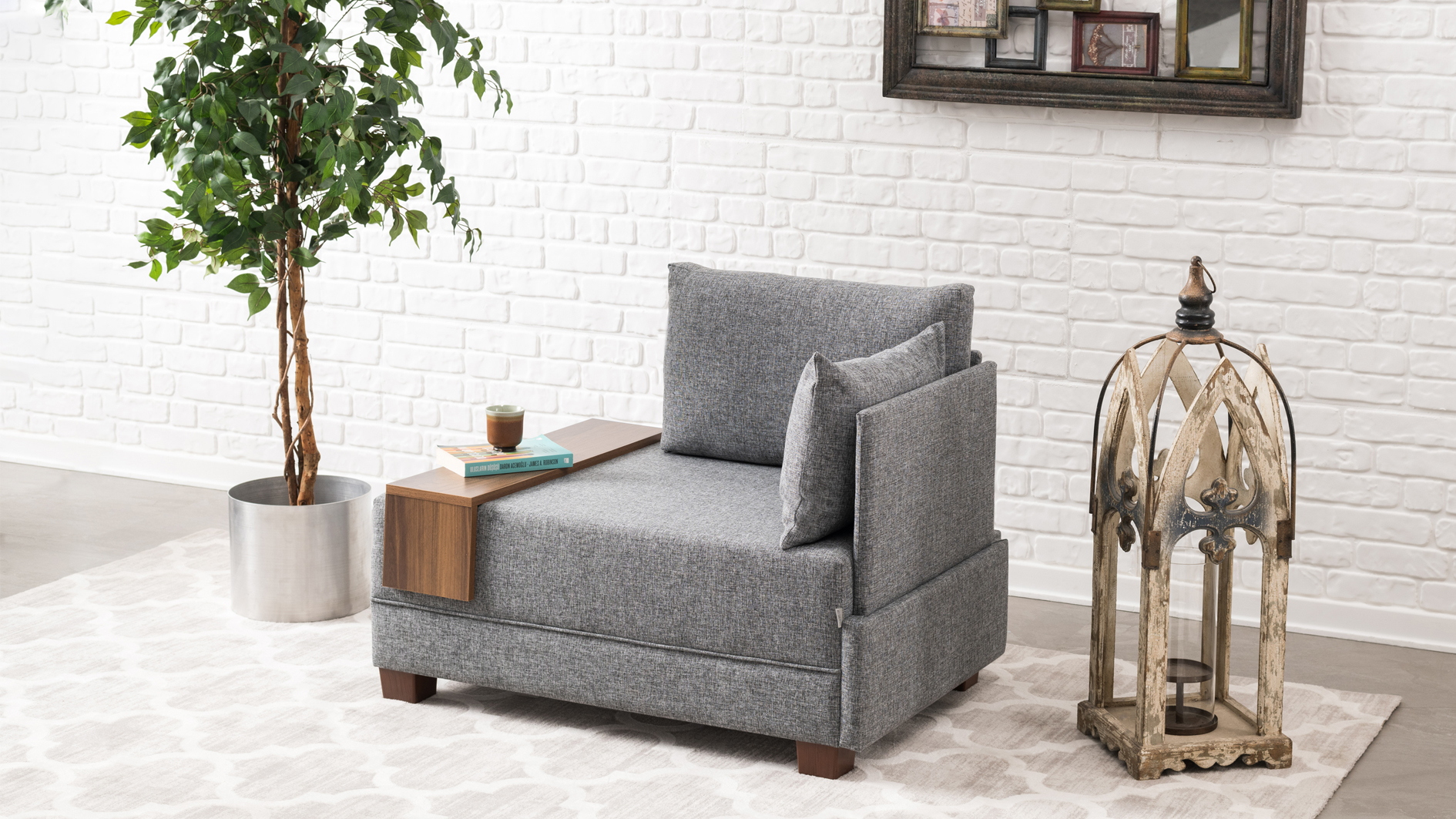 1-seater module right gray