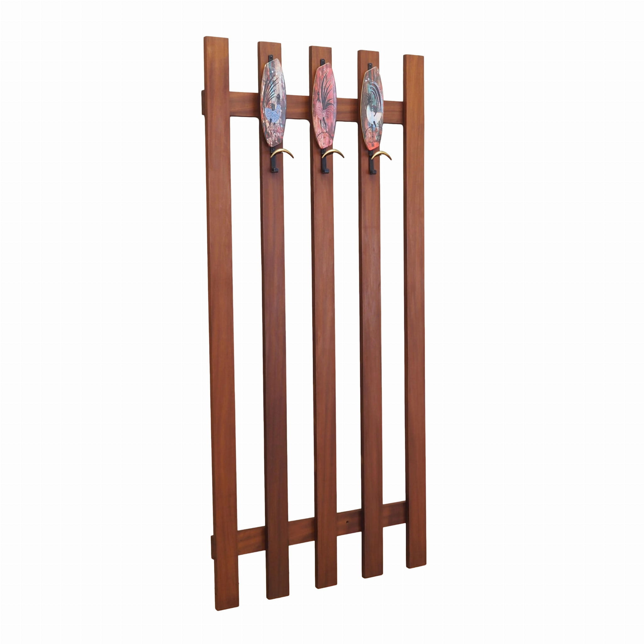 Teak wall coat rack 1970s