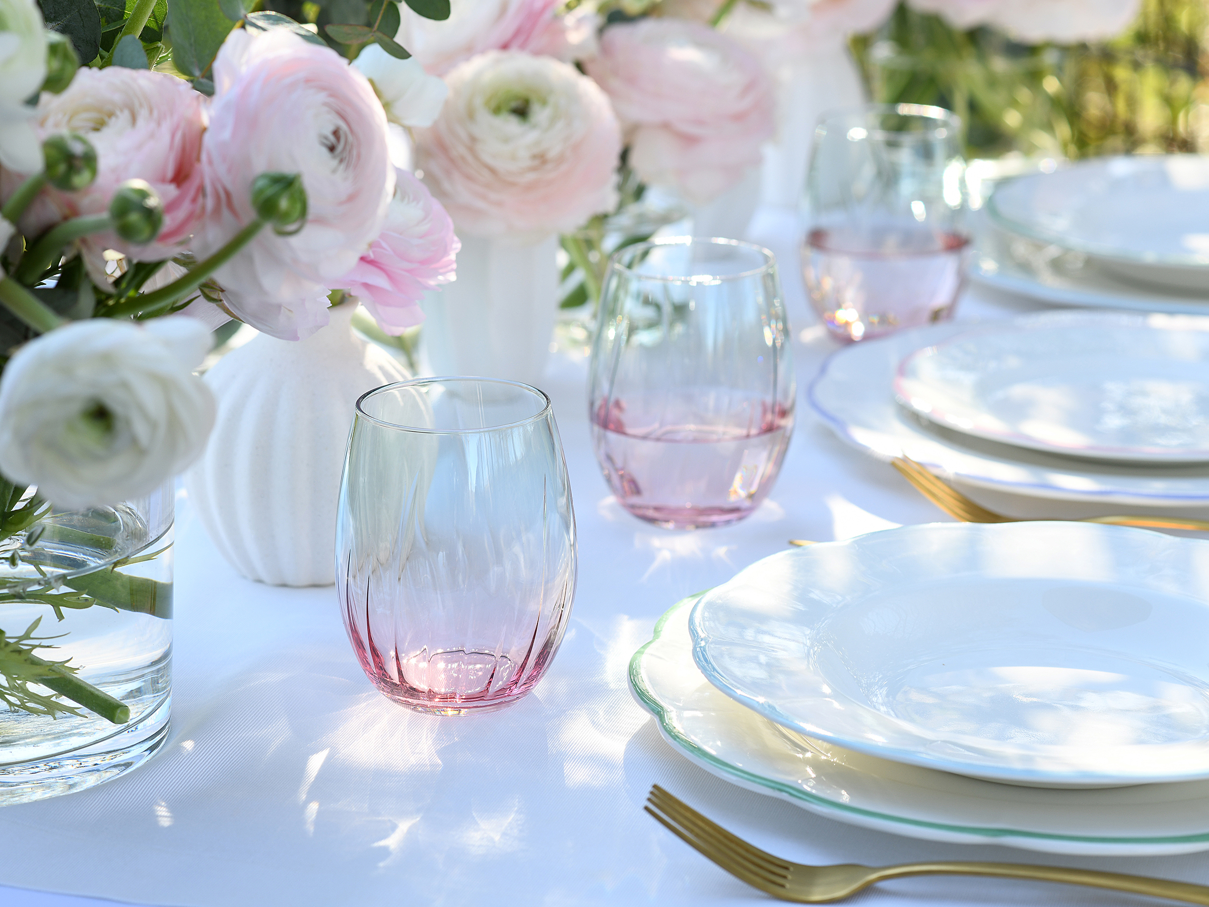 Spring Trinkgläser Farbglas Türkis Rosa