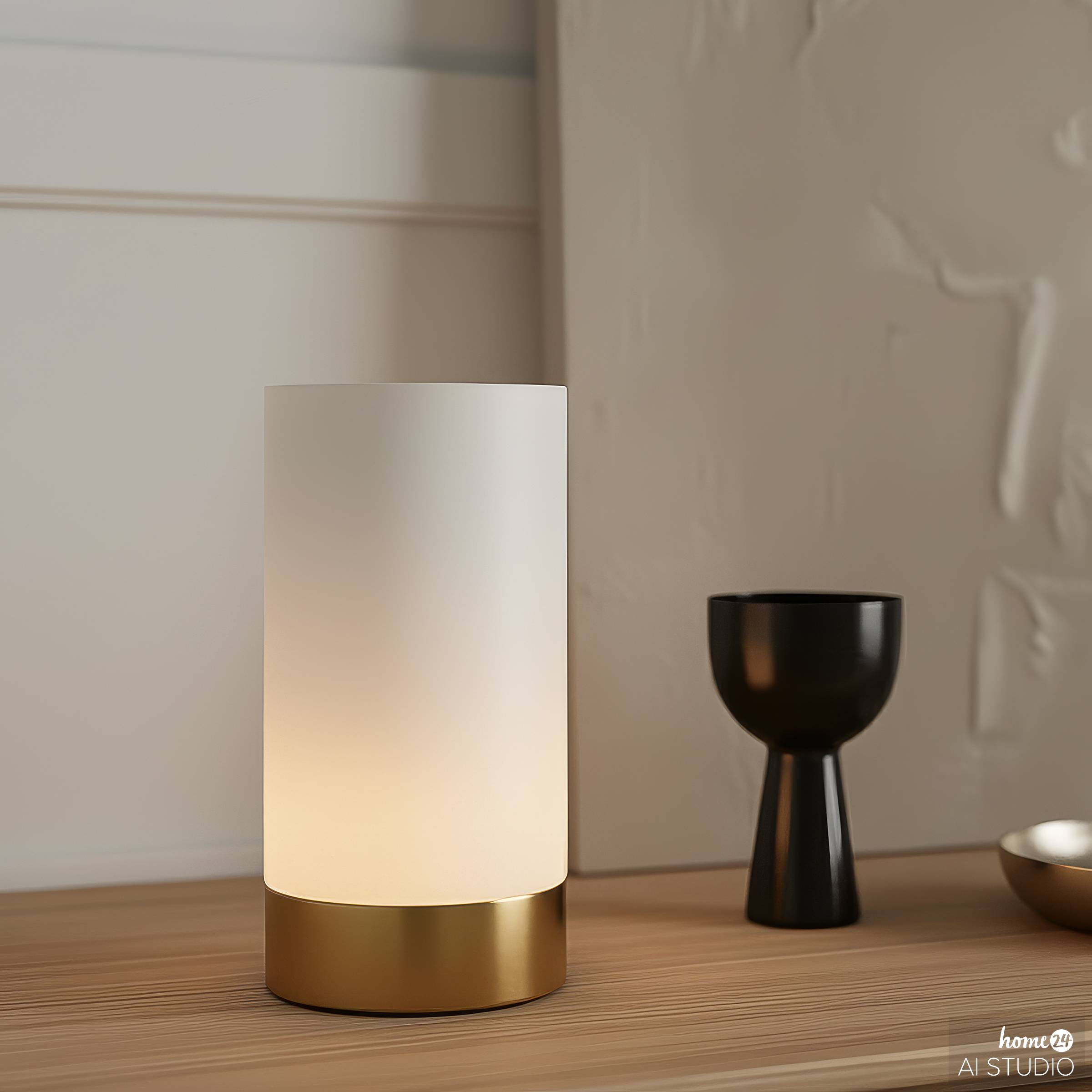 Rickson Cordless Table Lamp Opal Glass Iron White Brass