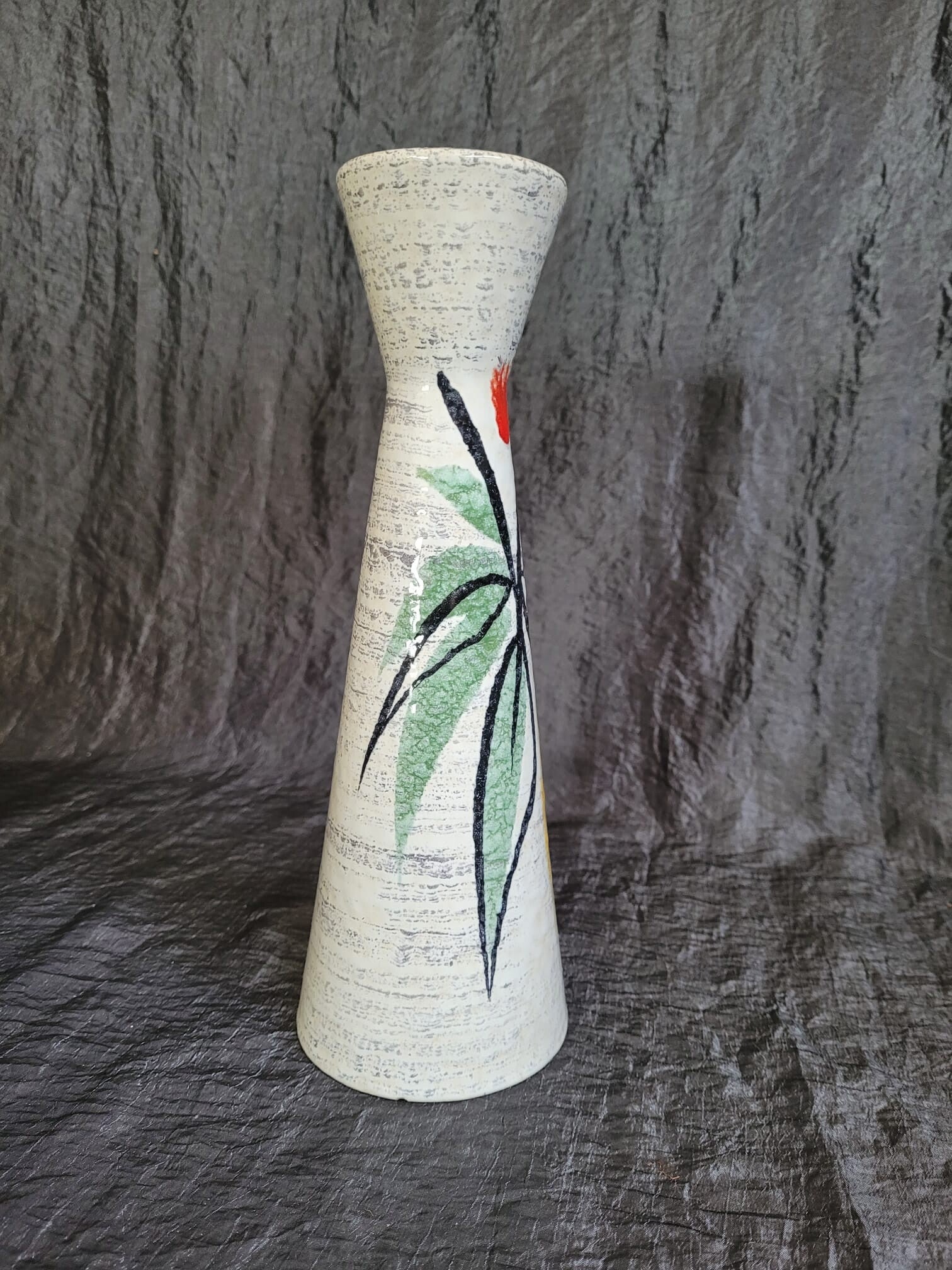 Vintage Keramikvase Braun Beige Blau gestreift