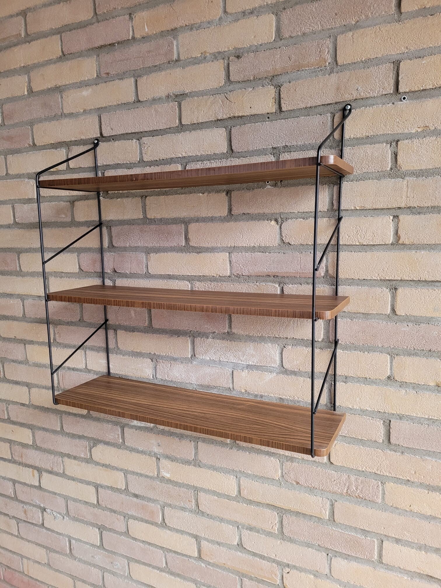 Vintage Wandregal Holz Braun Metall