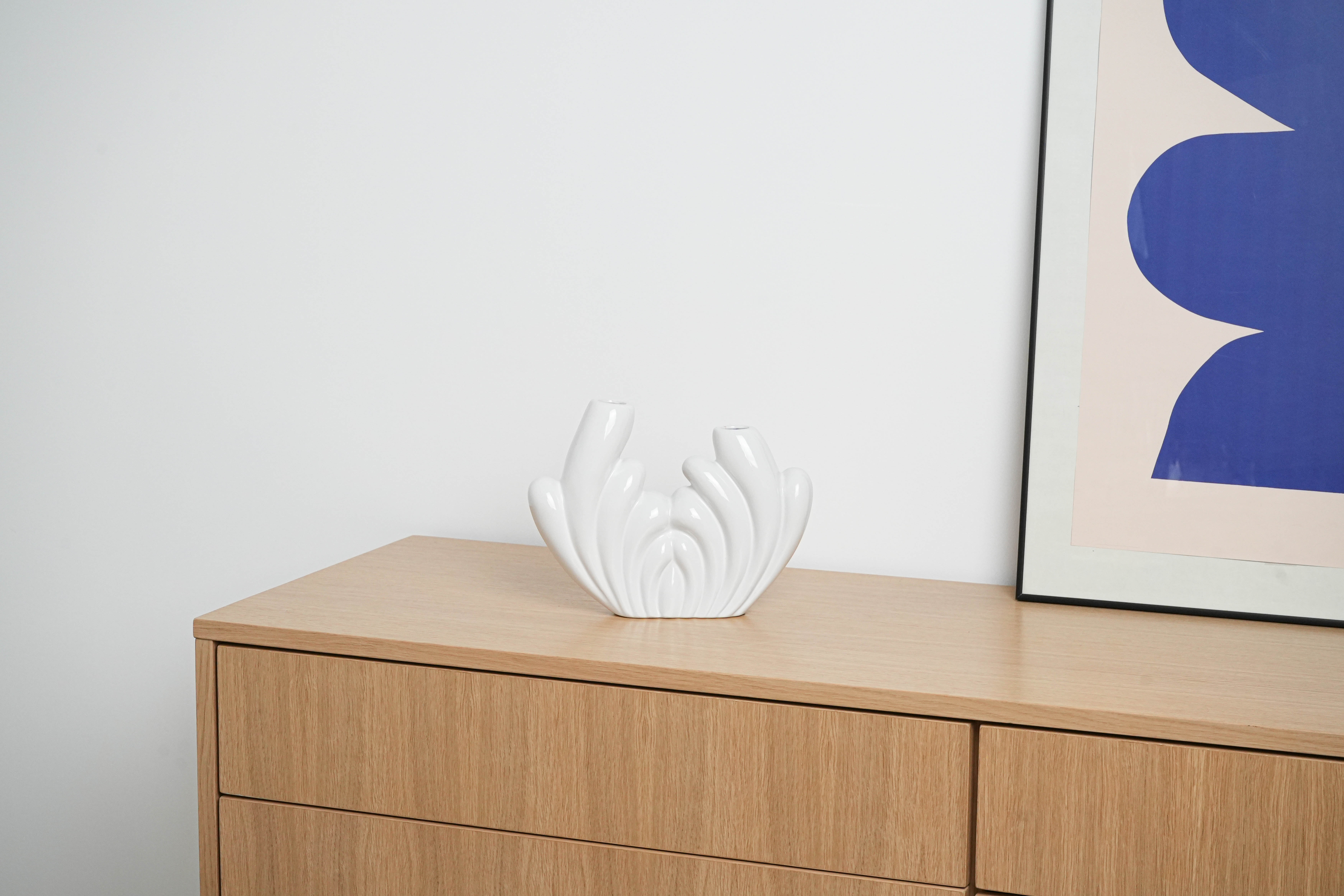 Keramikvase Art déco Weiß 1980er Jahre