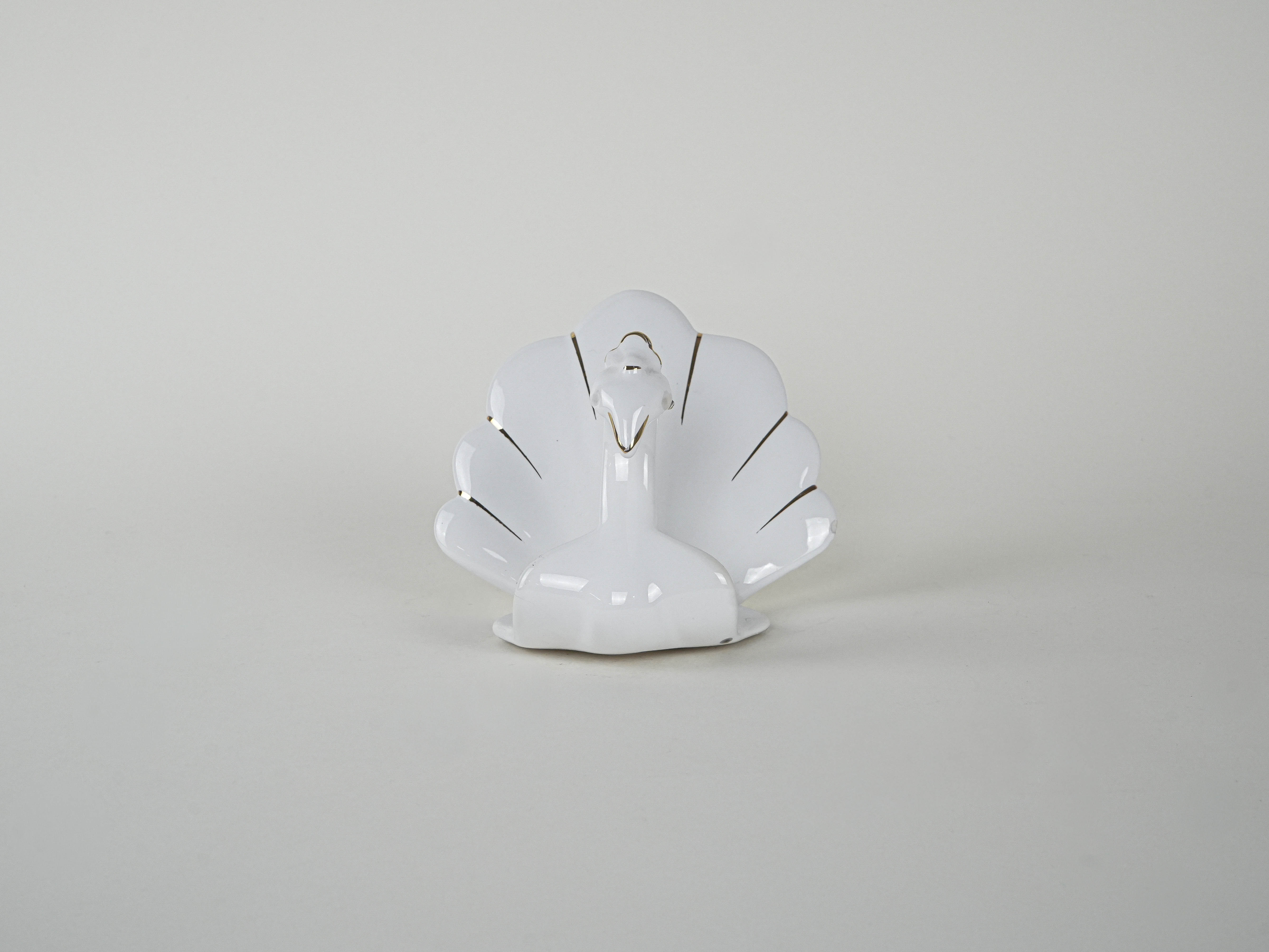 Porzellan-Pfauenfigur Weiß 1970er Jahre