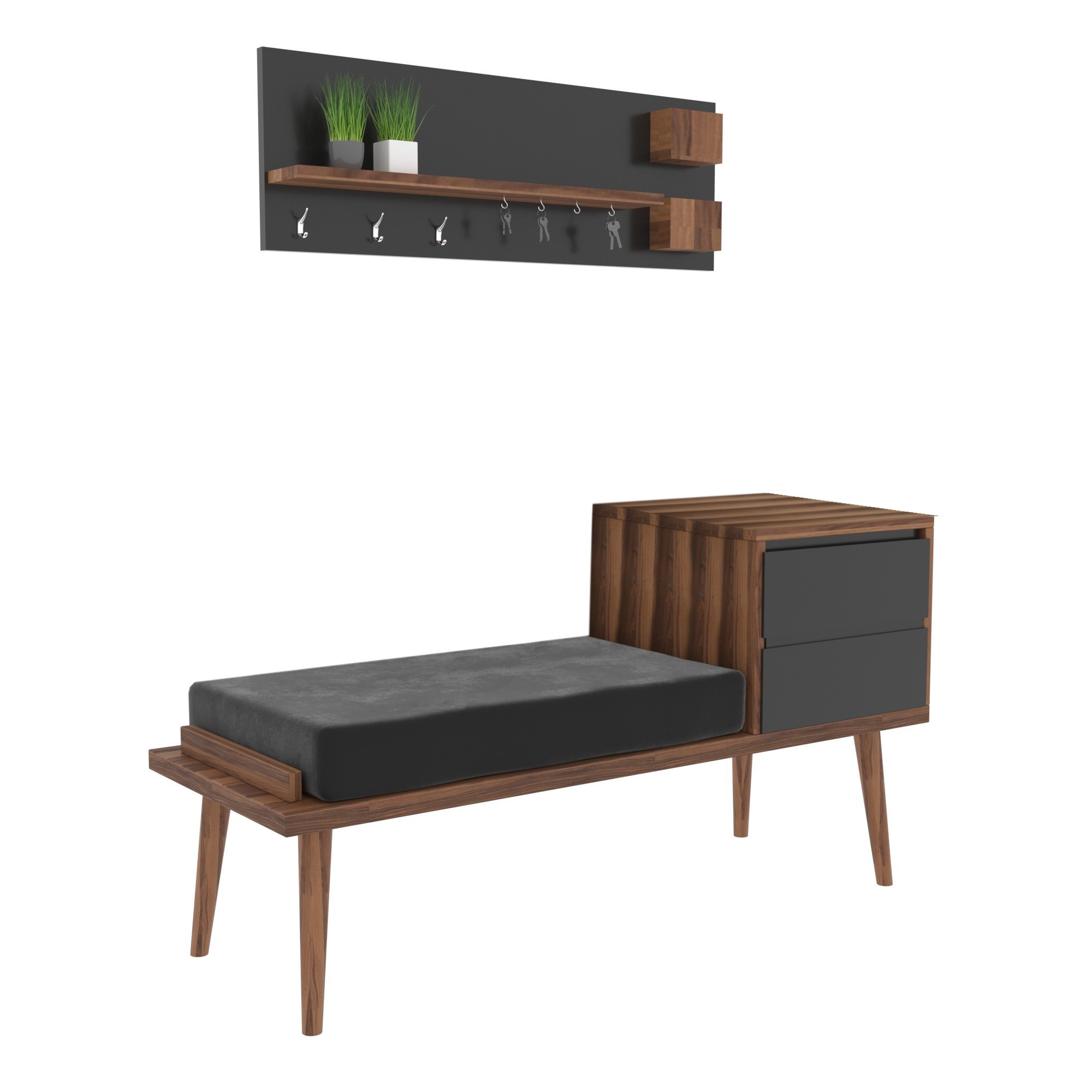 Hamra Garderobe Holzfurnier Anthrazit Grau