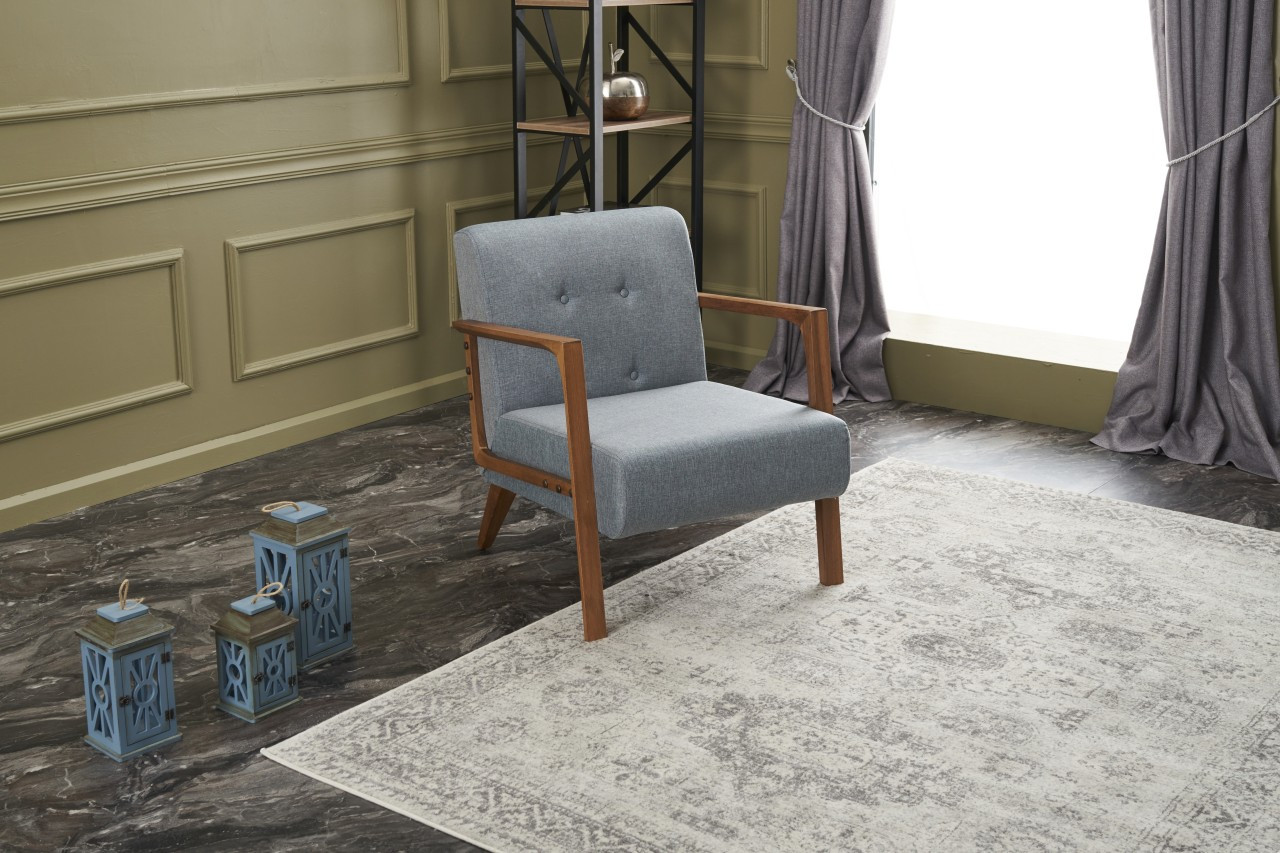 Kemer Armchair Wood Veneer Light Blue