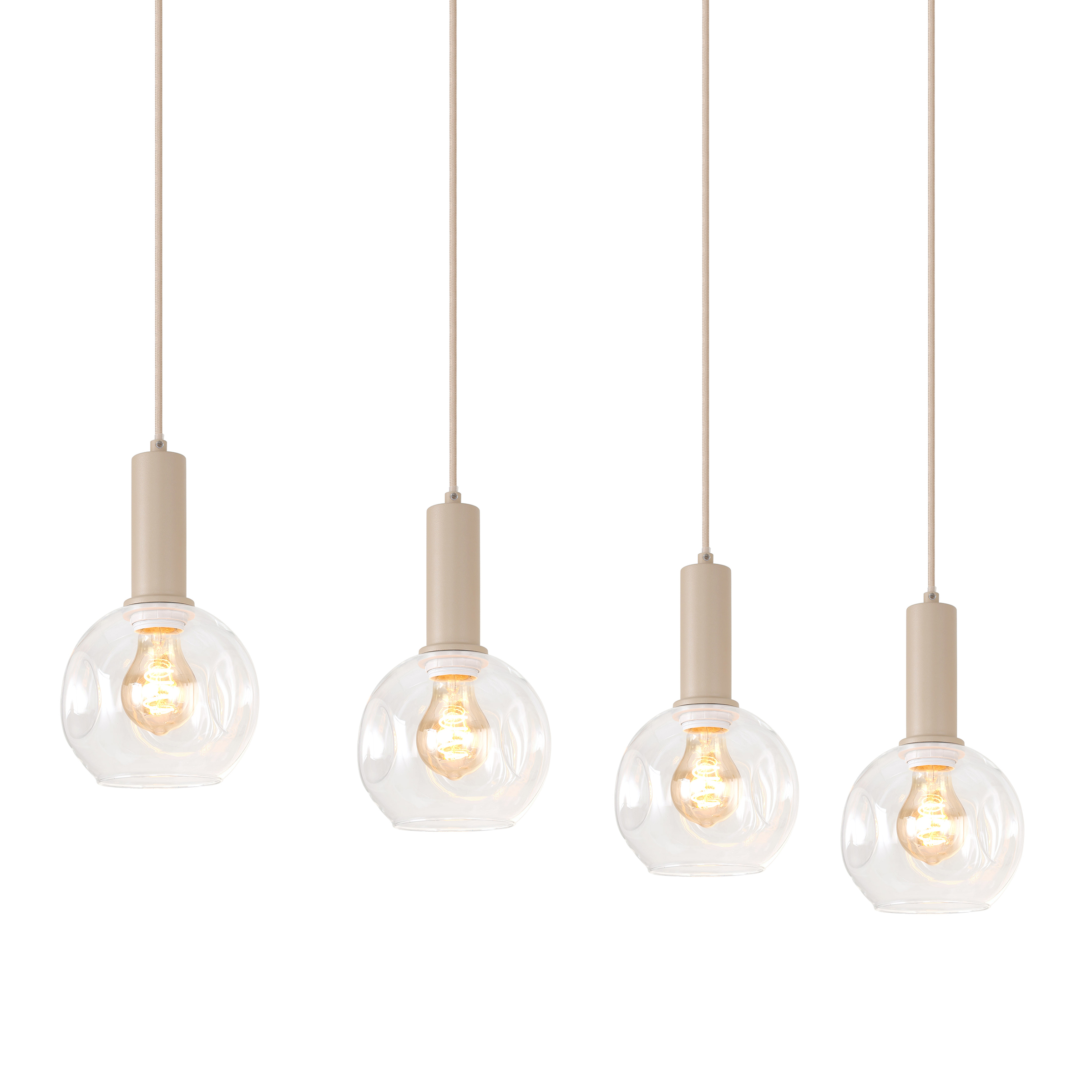 4-Flammig Bilman Pendelleuchte Gusseisen Klarglas Beige