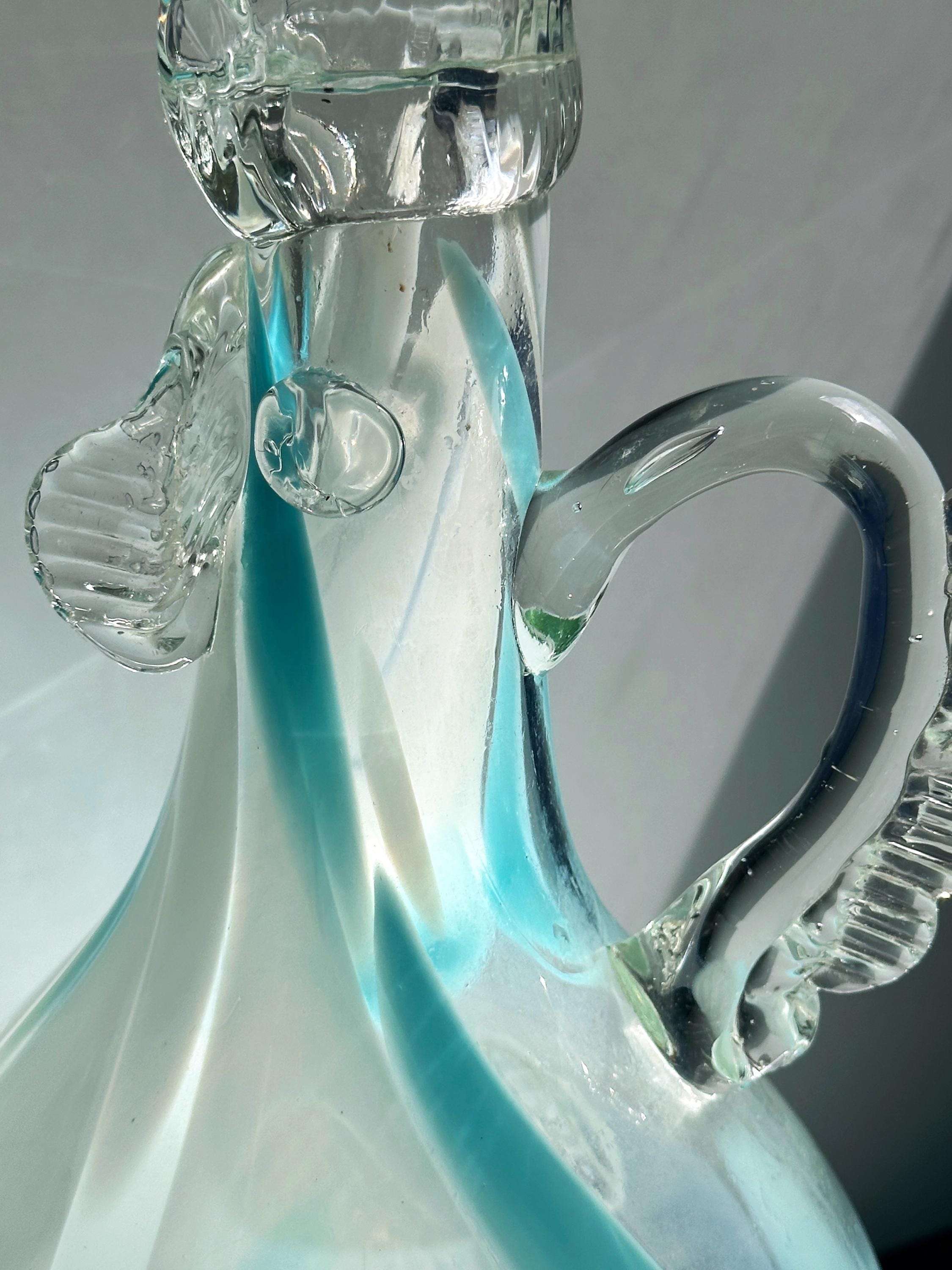 Vaso vintage in vetro di Murano blu anni '70