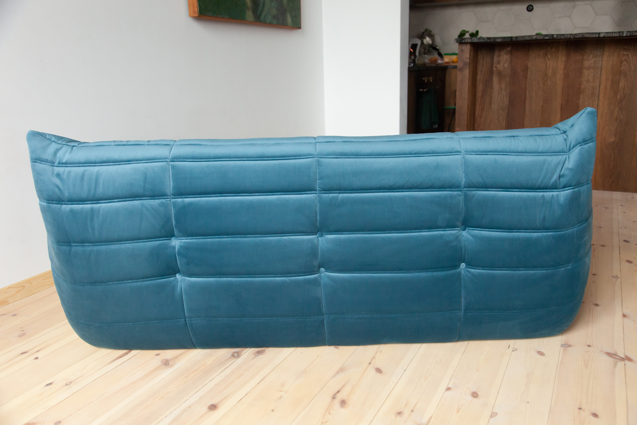 Togo Sofa 3-seater velvet sea blue