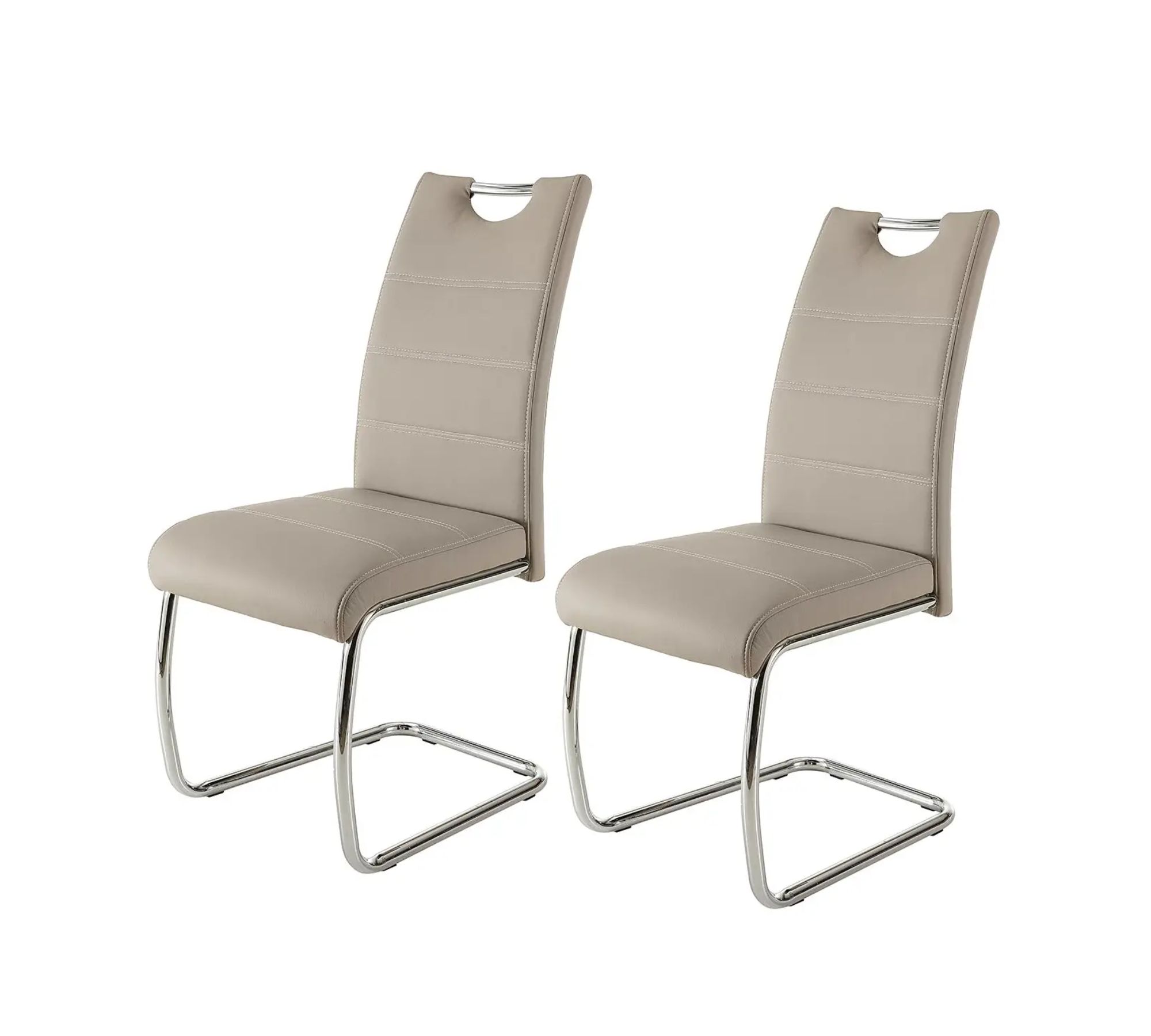 2x La Paz Freischwinger Chrom Kunstleder Cappuccino