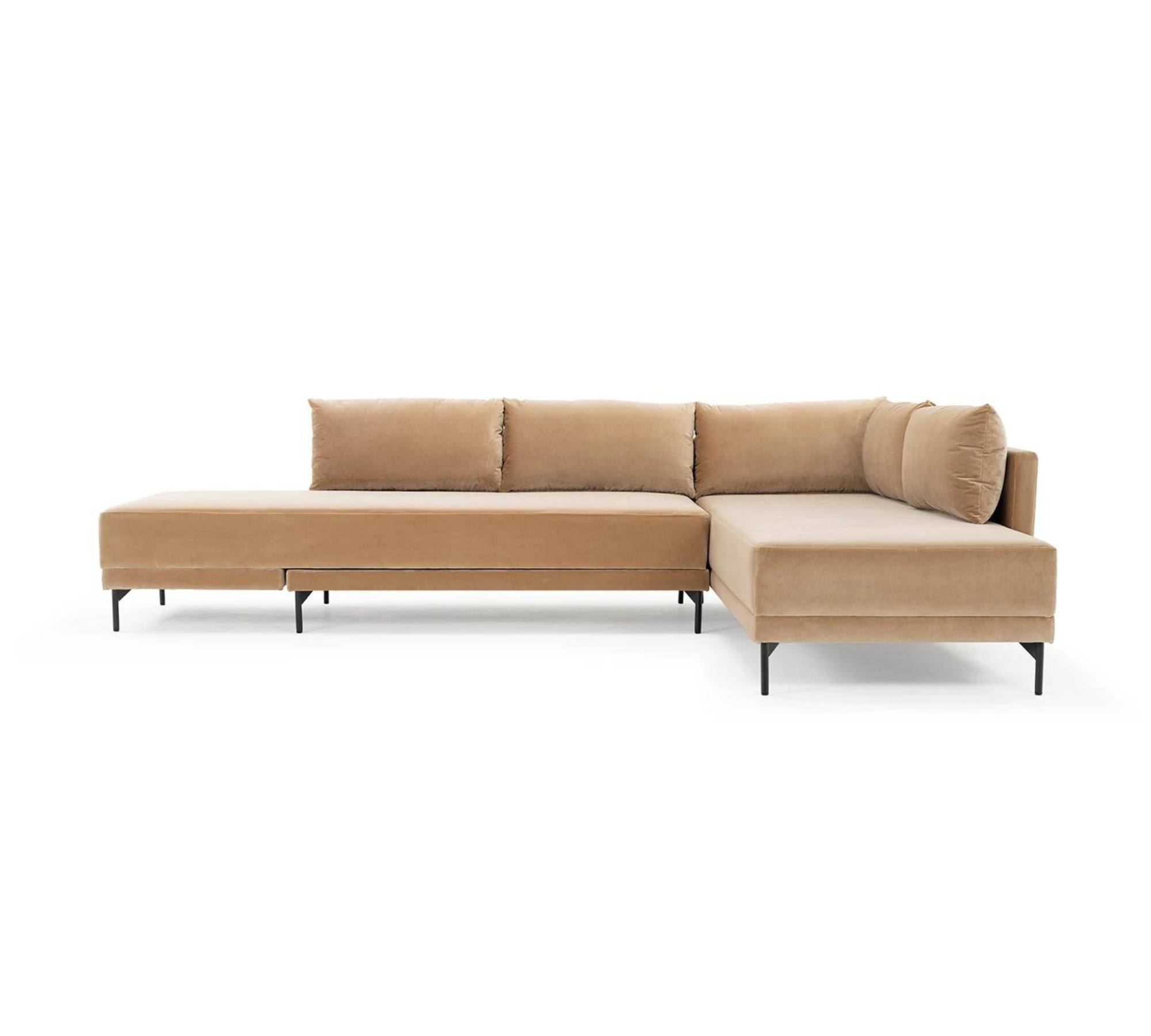 Vivica Schlafsofa Récamiere Rechts Velours Matt Beige