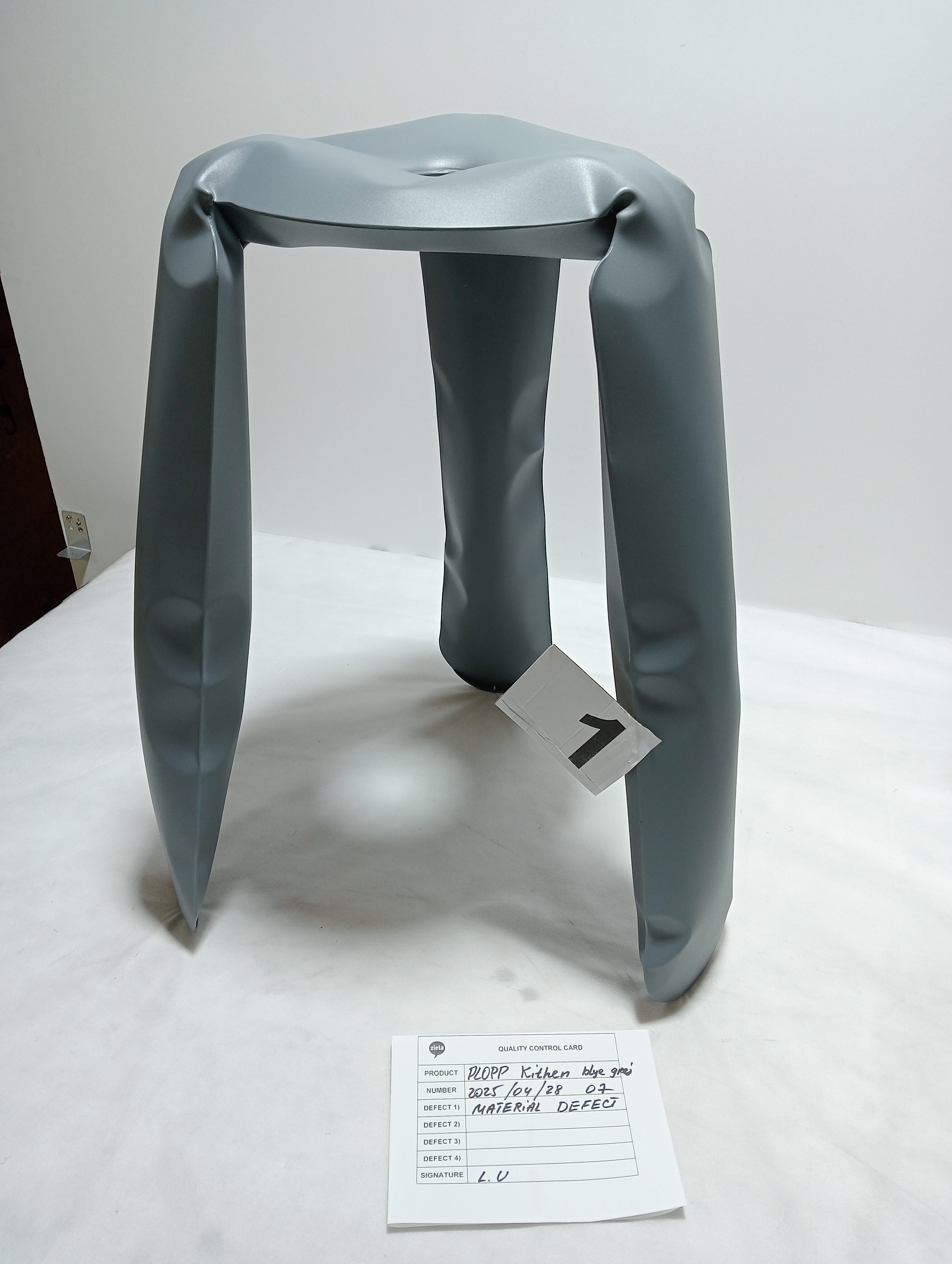 Plopp Kitchen Stool Steel Blue-Gray RAL 7031 Matt