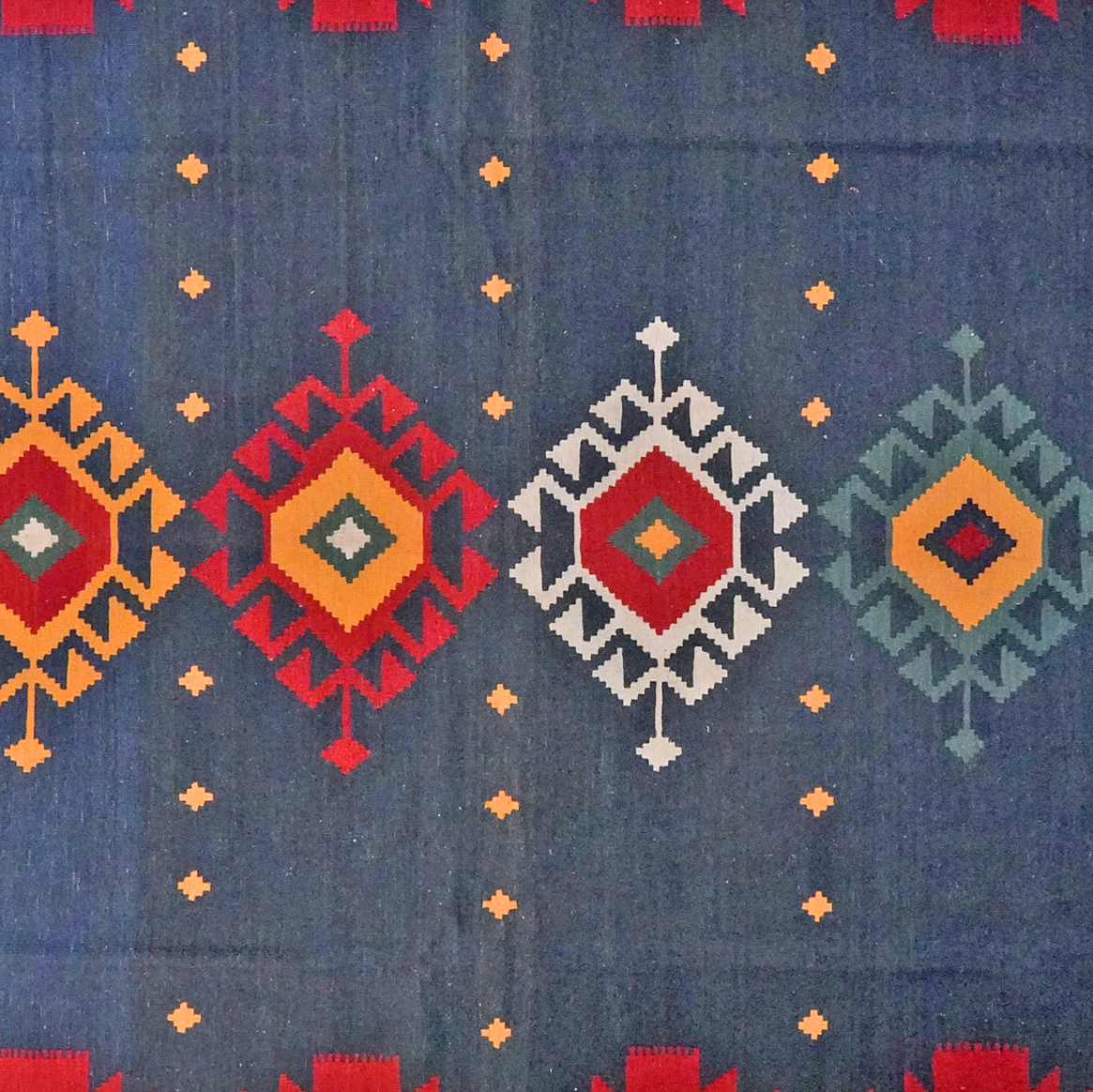 Kilim Gashgai Teppich Blau Rot