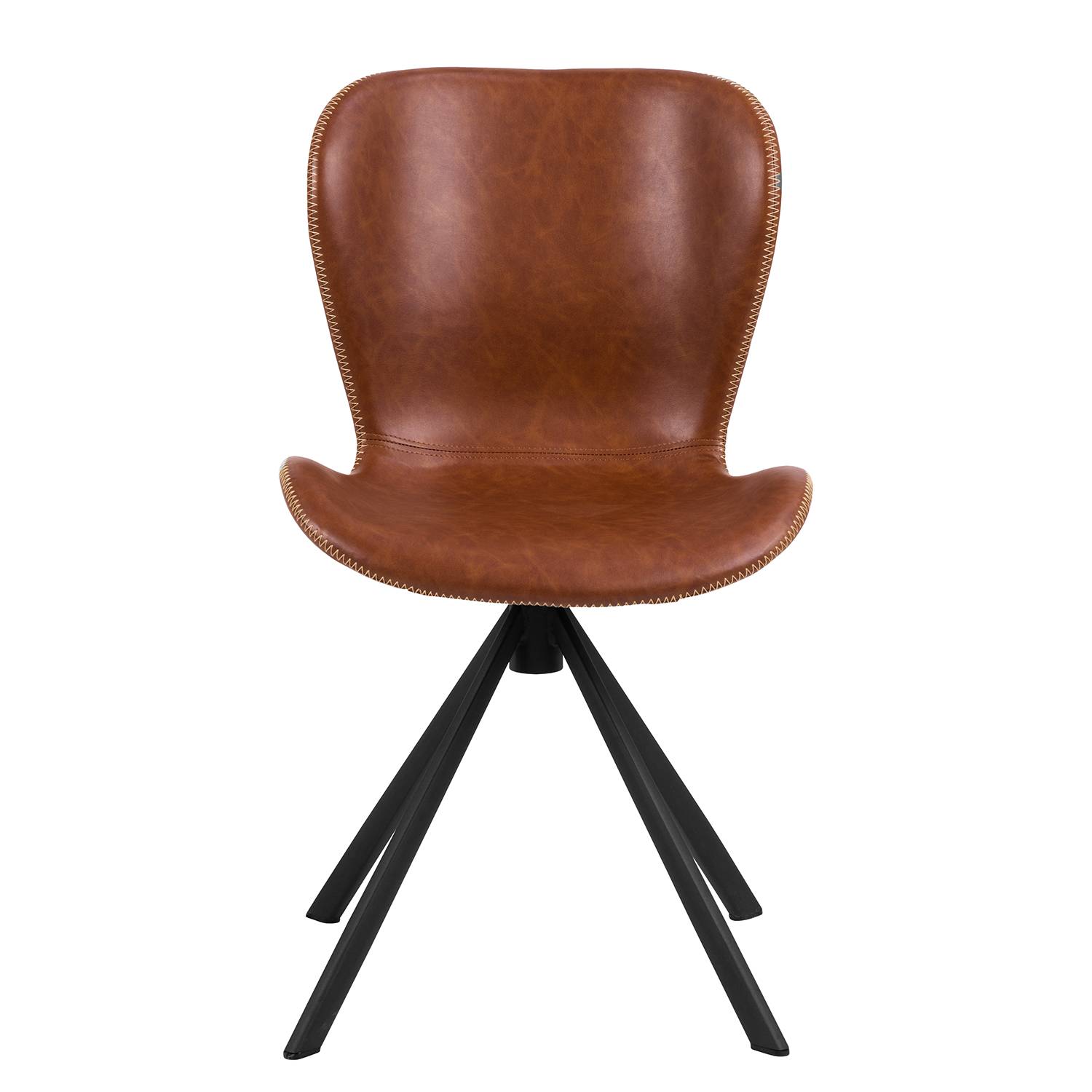 LIVARAS Drehbarer Polsterstuhl Kunstleder Cognac