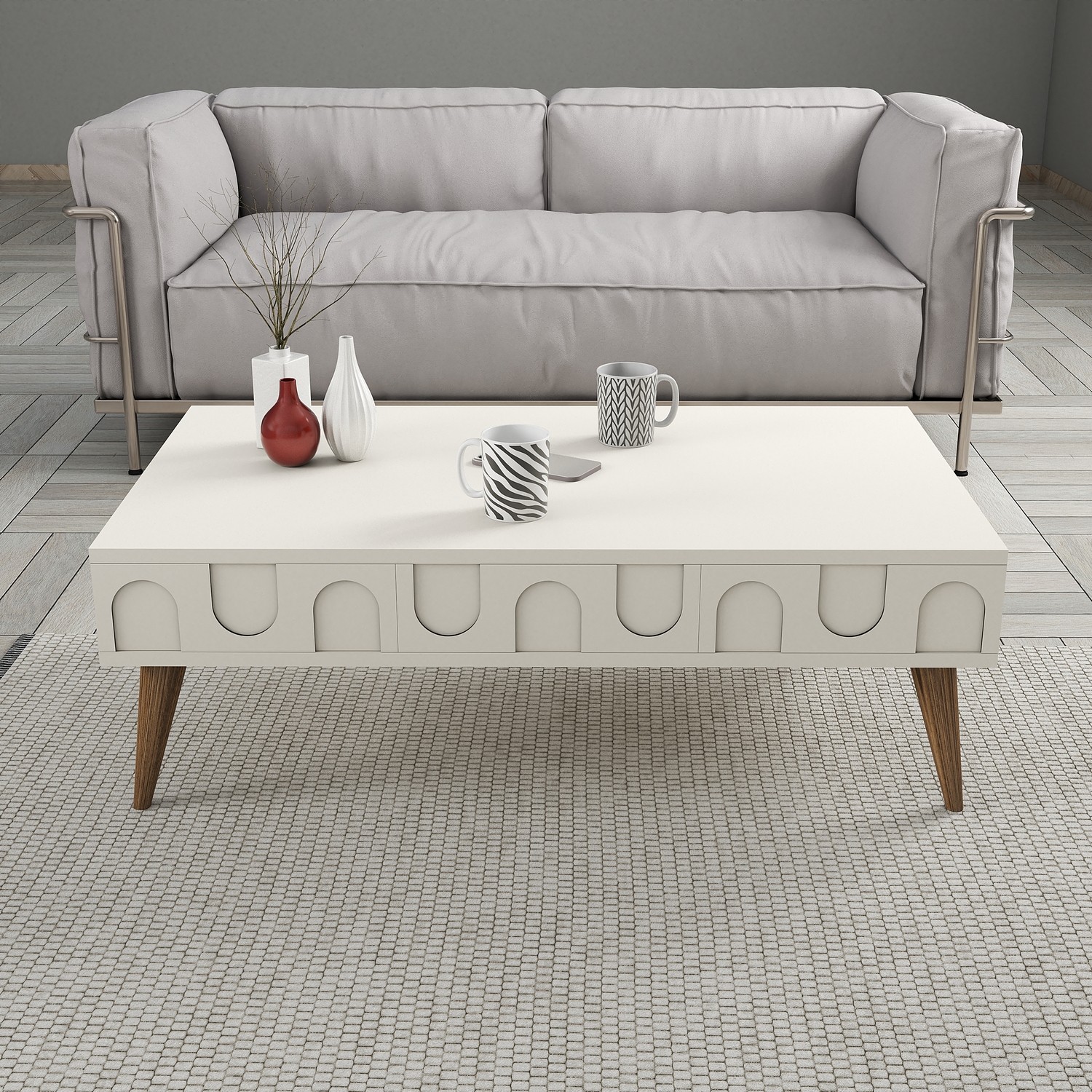 Lyon 34 Couchtisch Holz Creme Walnuss