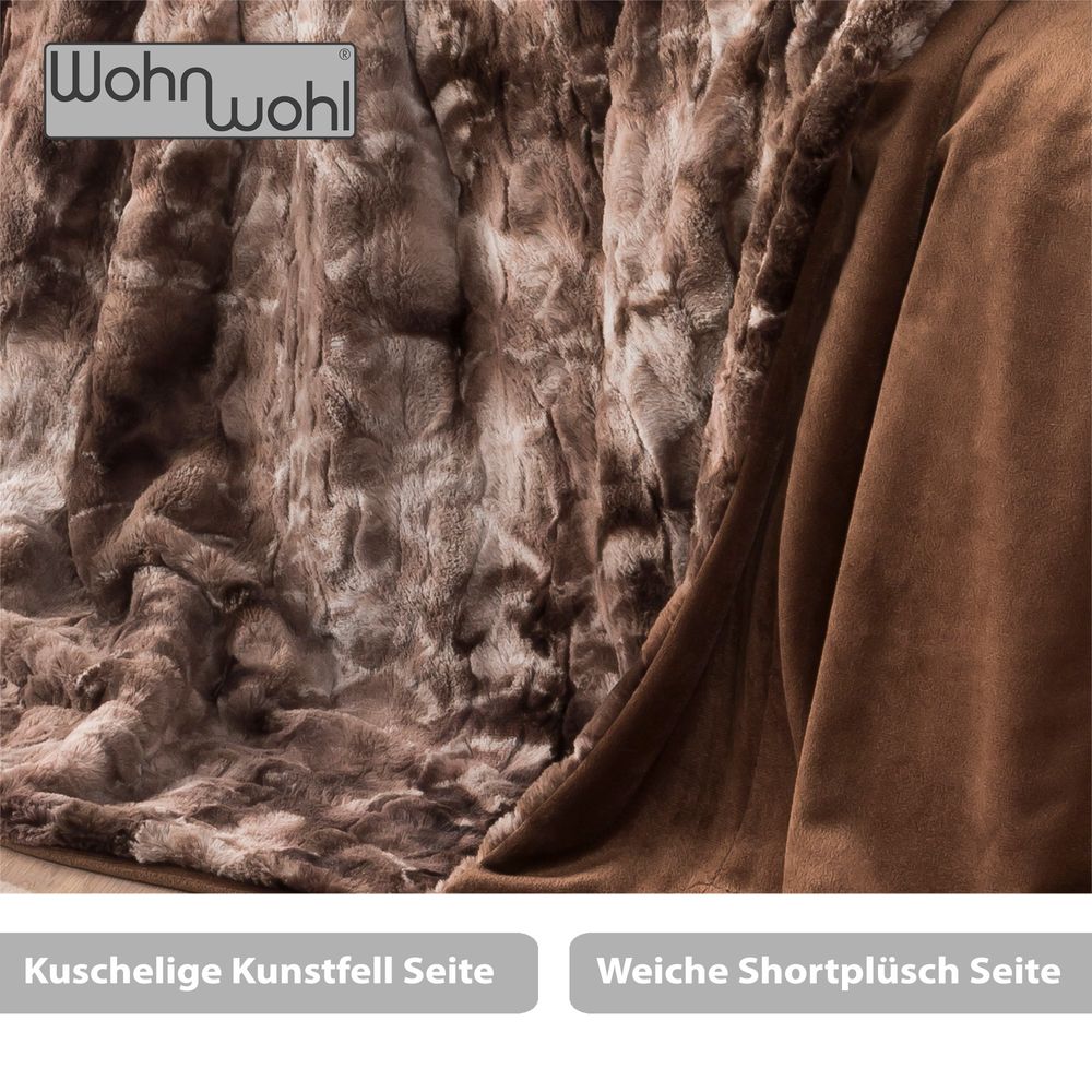 Couchdecke aus Fellimitat Braun