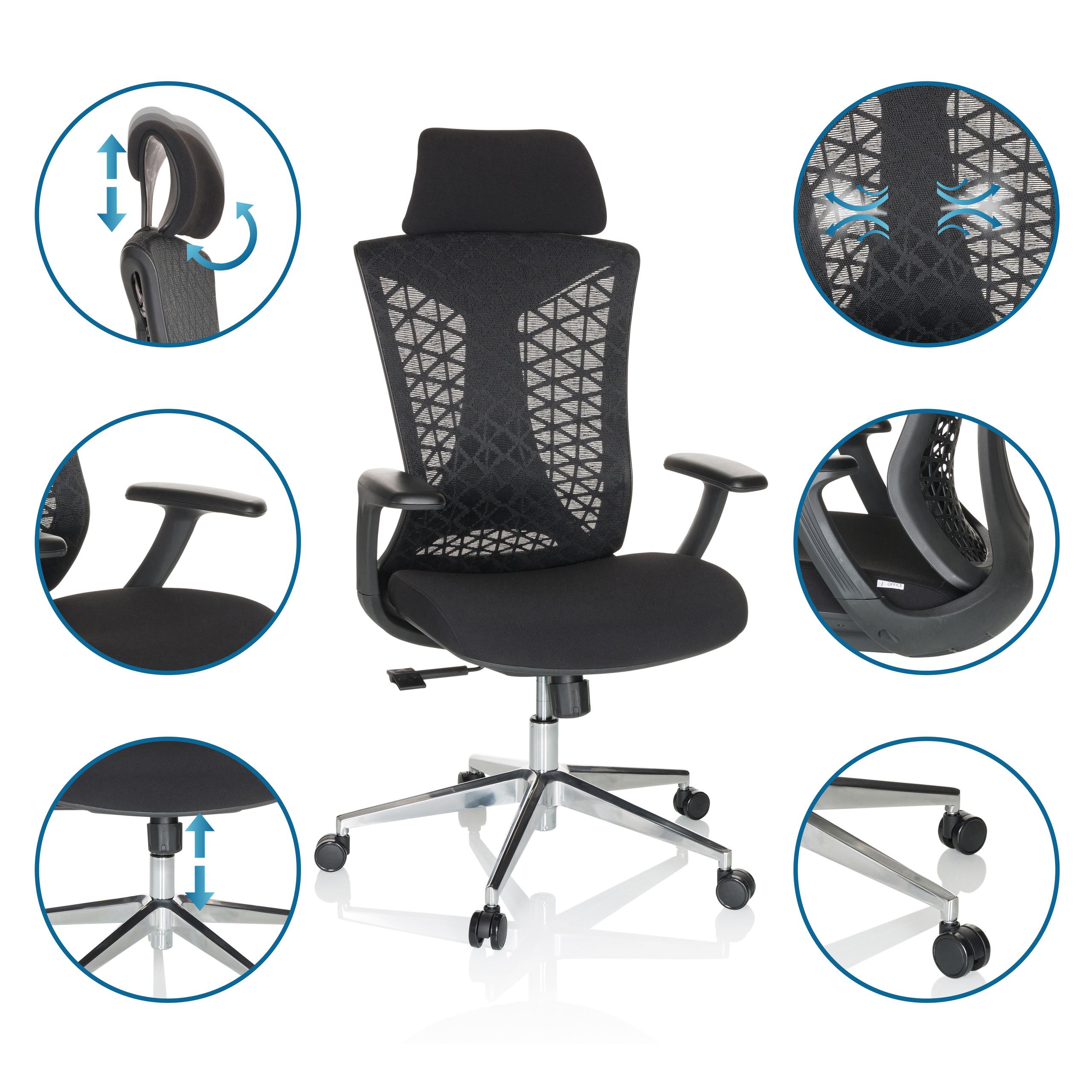 FALEO B Bürostuhl Netzstoff Schwarz