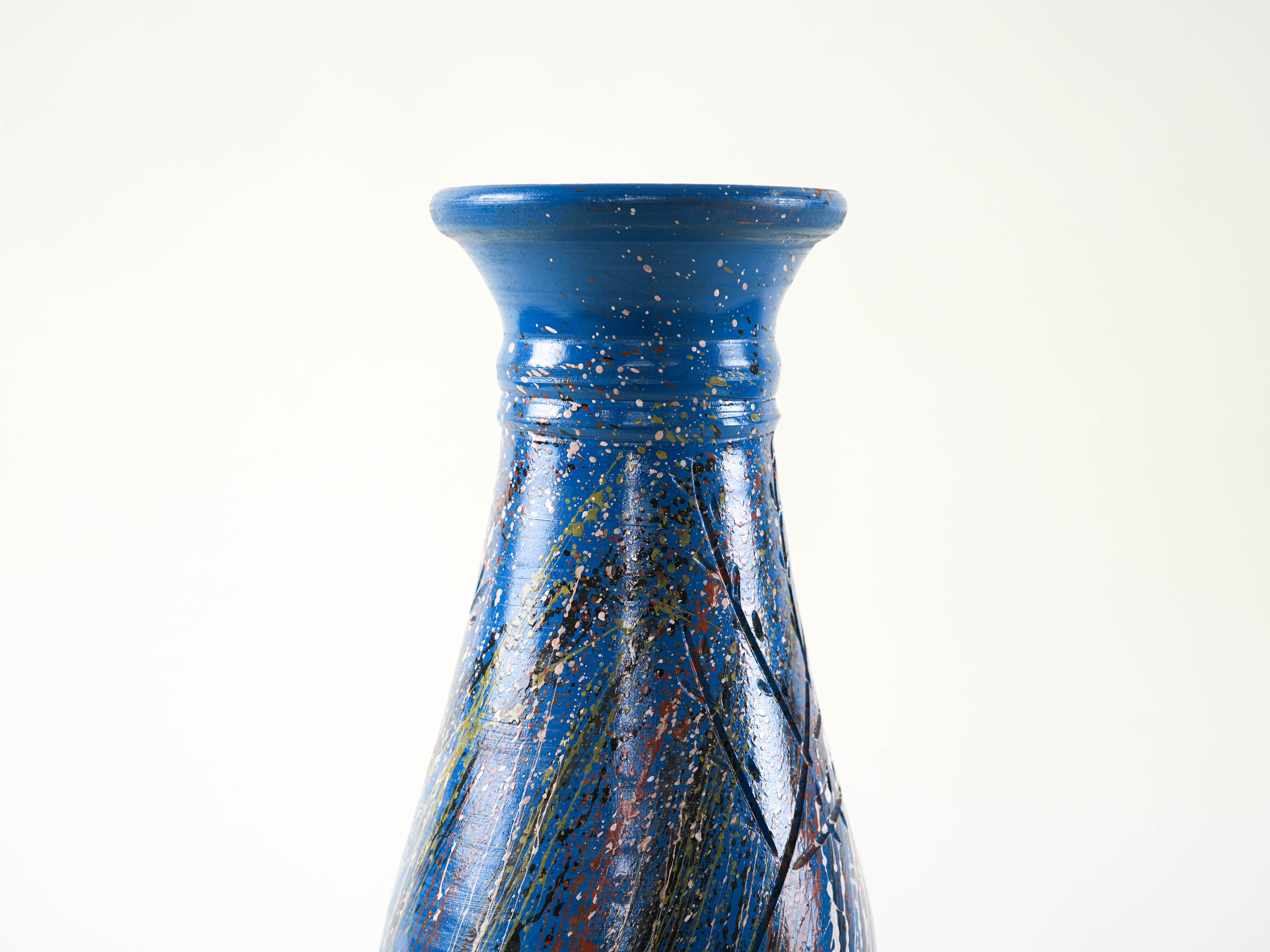 Keramikvase Blau 1970er Jahre