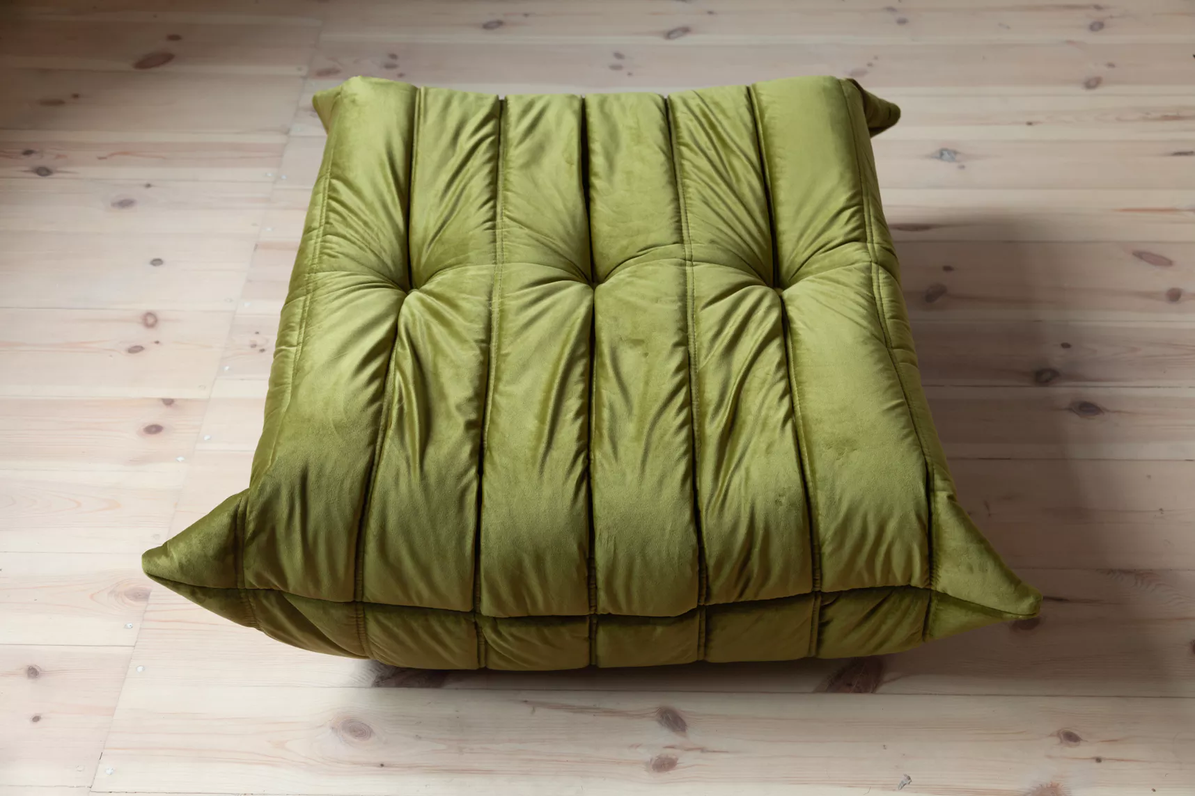 Togo Ottoman Velvet Olive Green