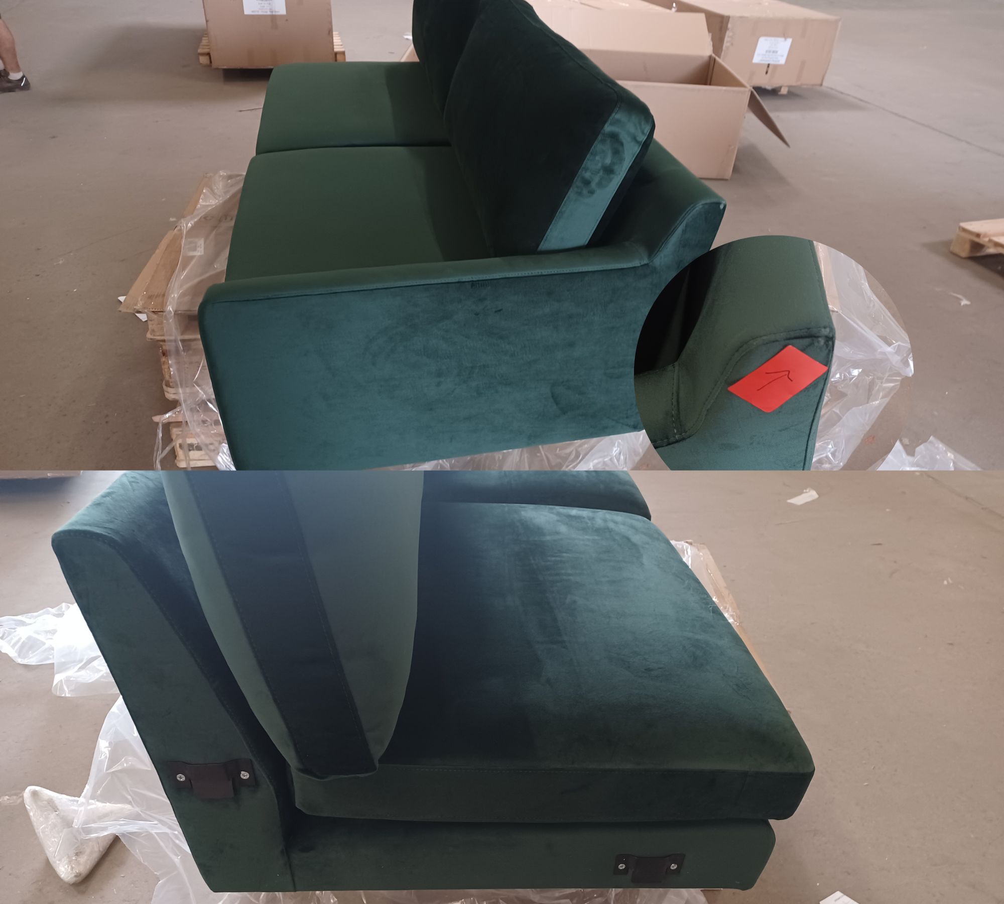 Astha 3-Sitzer Sofa Récamiere Links Velours Lux Dark Green