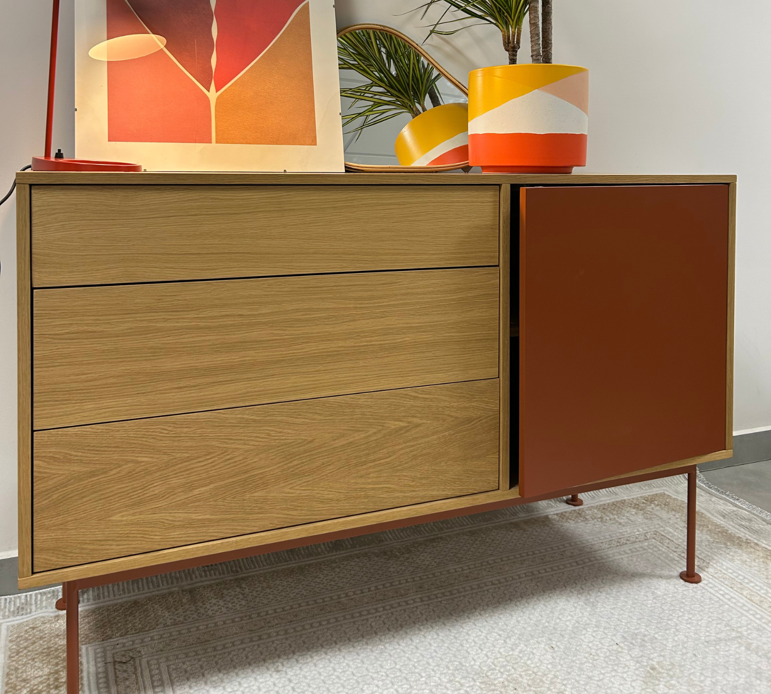 Aparador Yoko Kommode Holz Rot