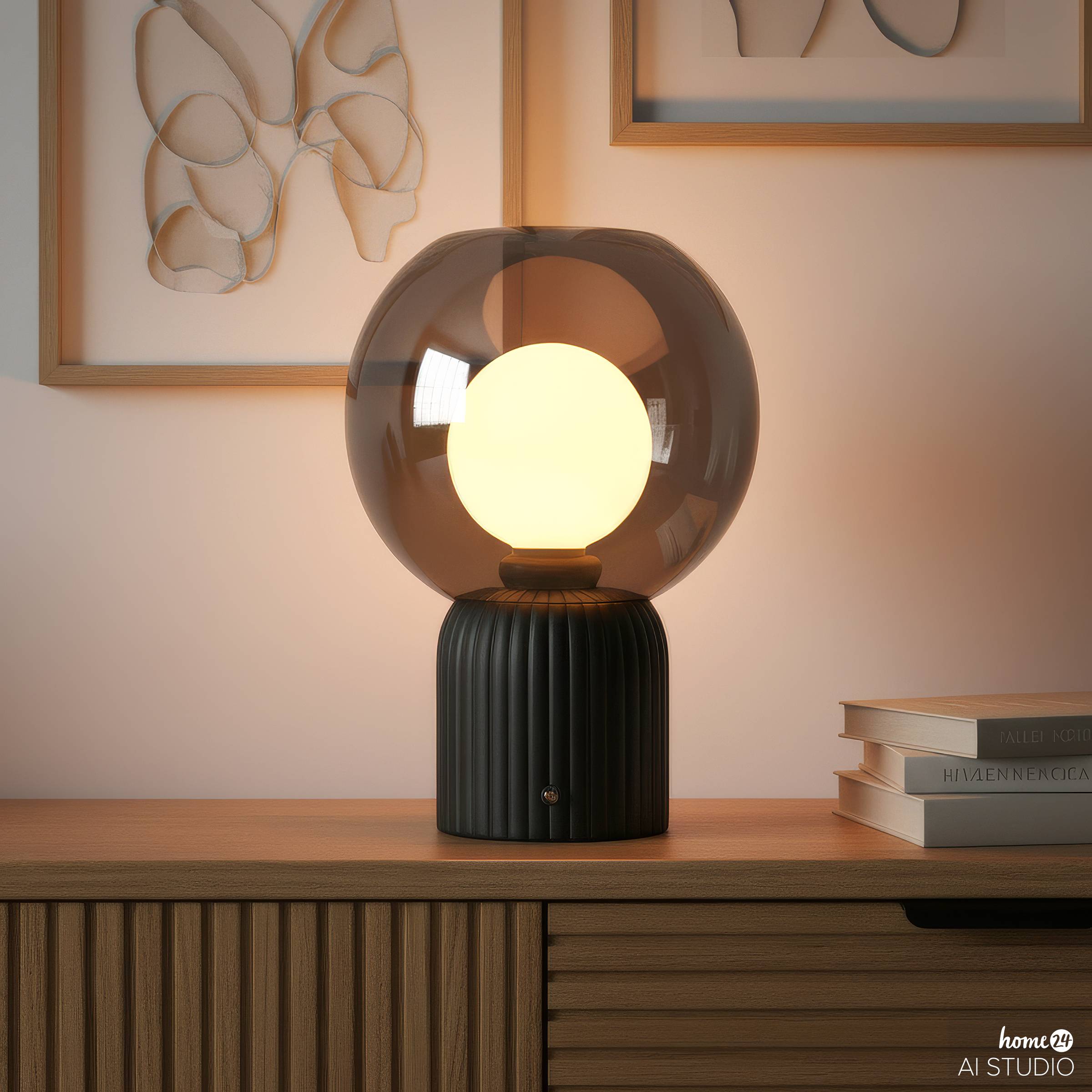 Visor Akku-Tischleuchte Glas Eisen Schwarz