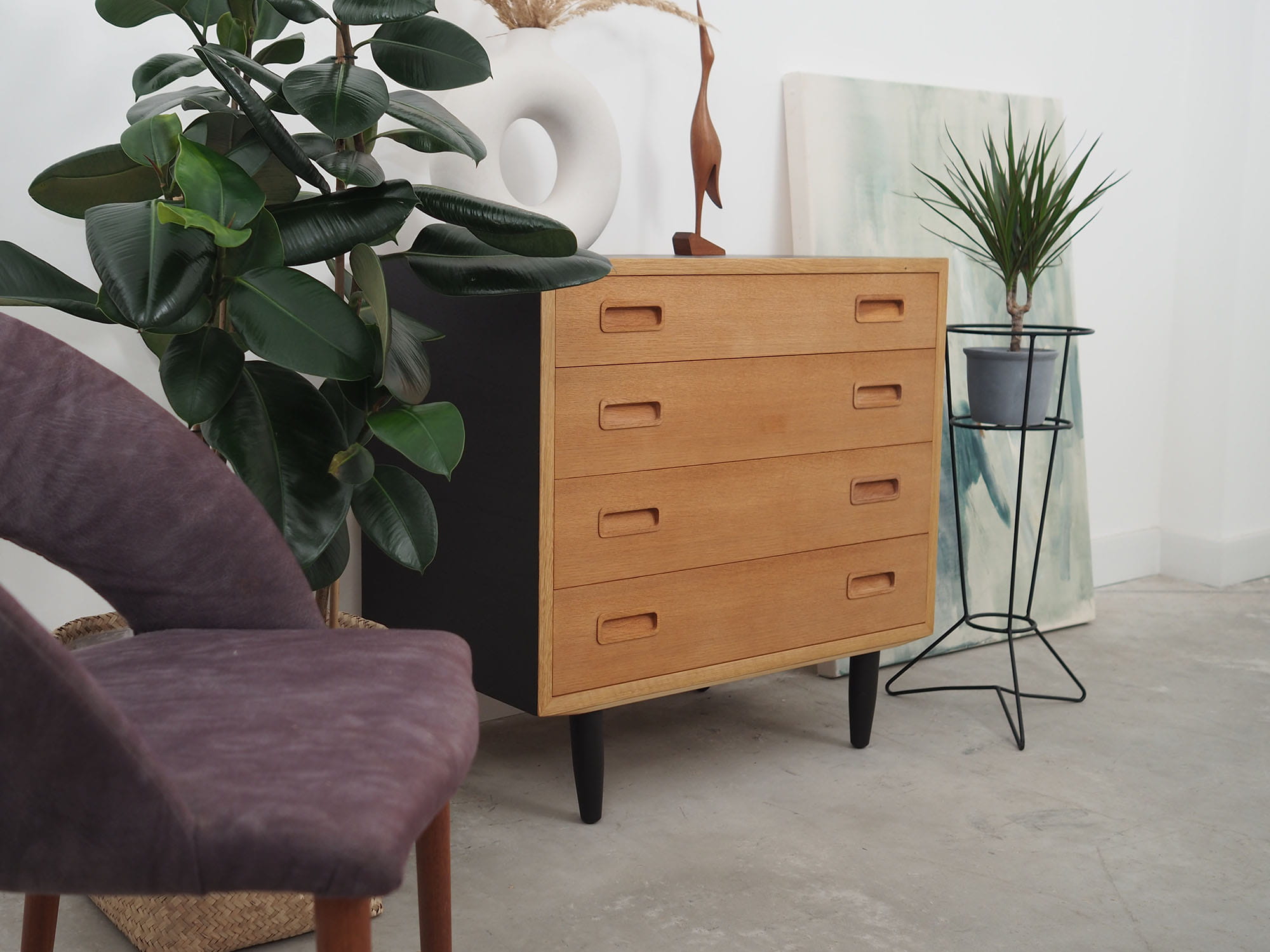 Vintage chest of drawers wood beige 1970s