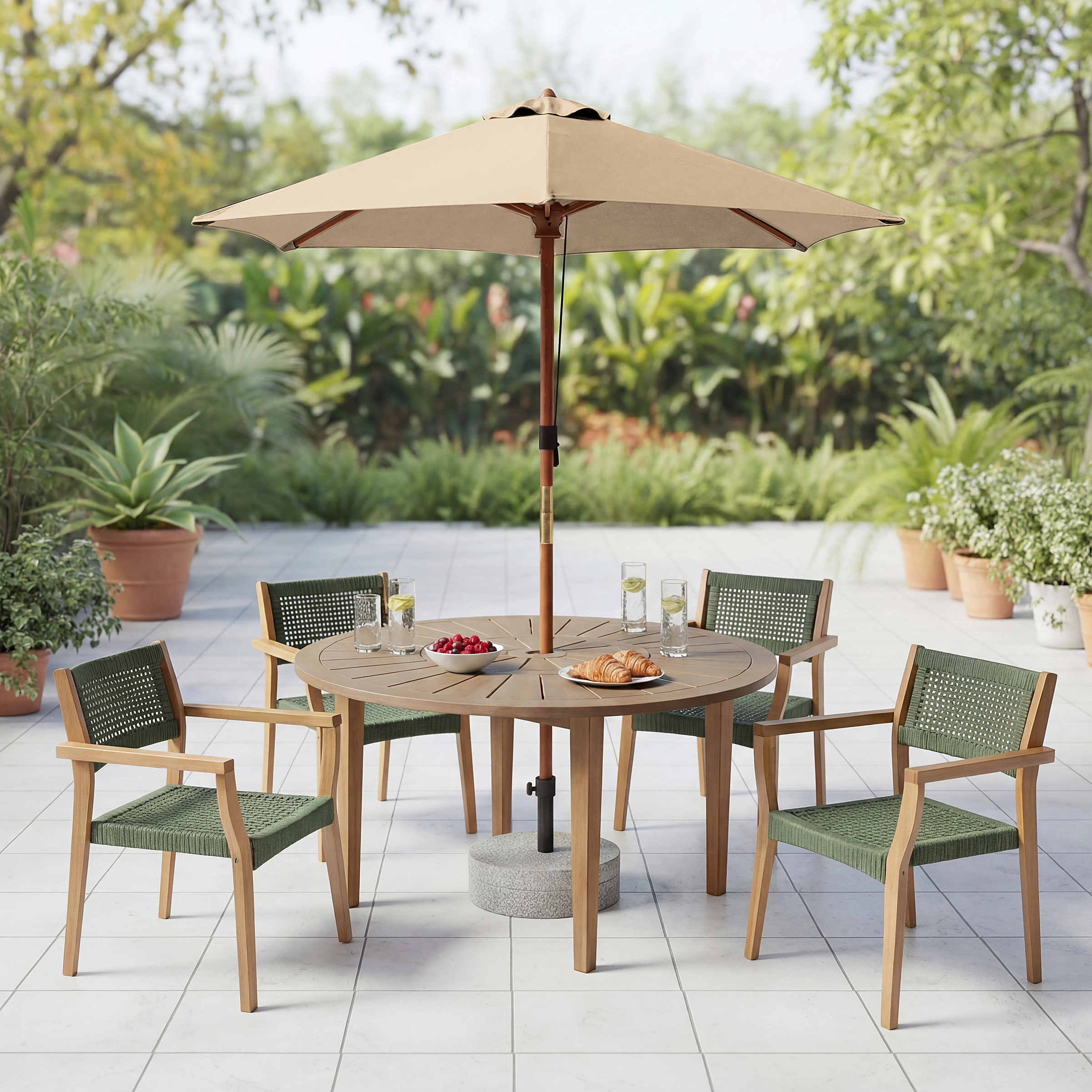 Sonnenschirm Sombrilla Eukalyptus Massiv Beige