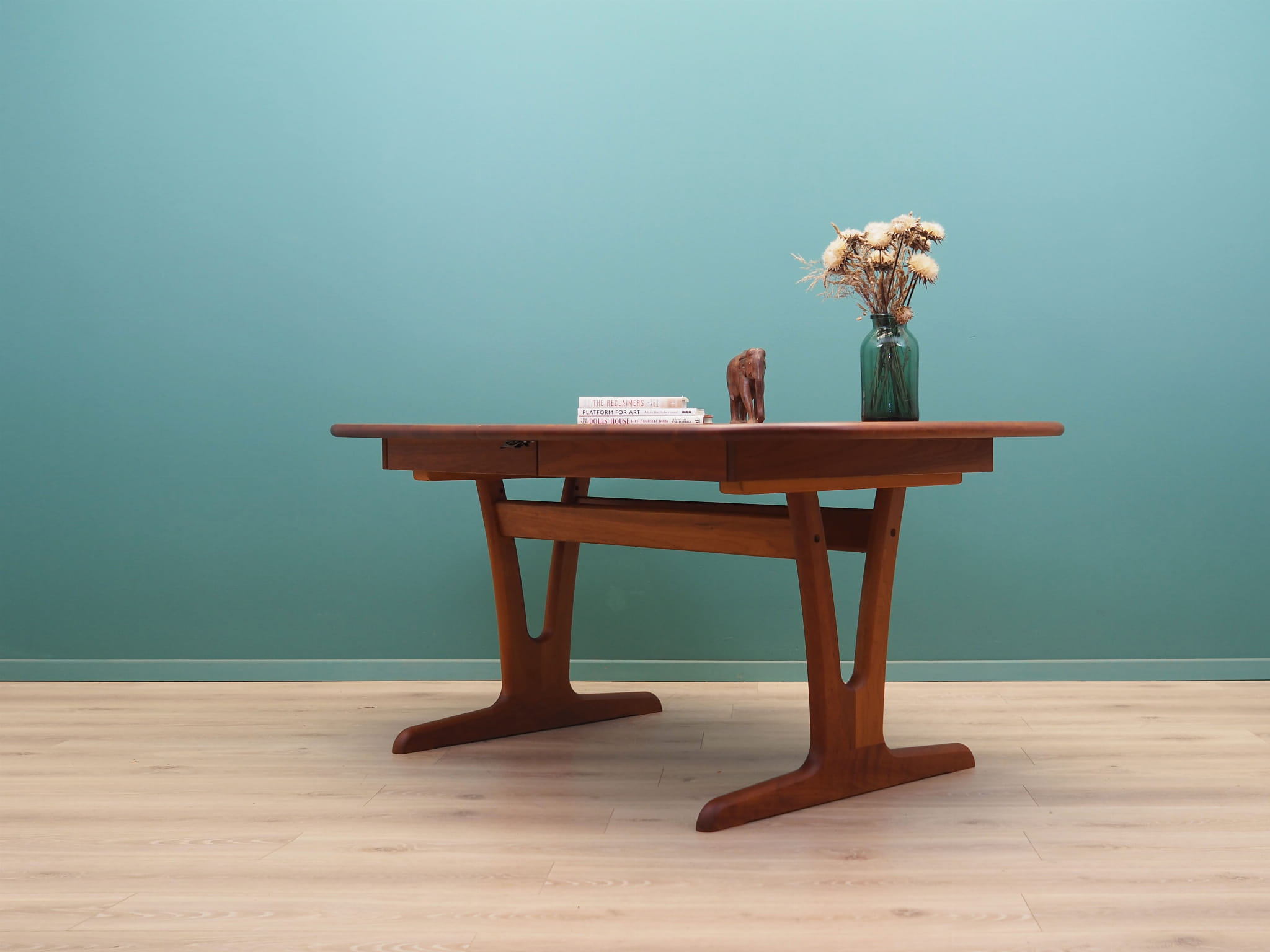 Vintage Cherry Wood Brown Table 1970s
