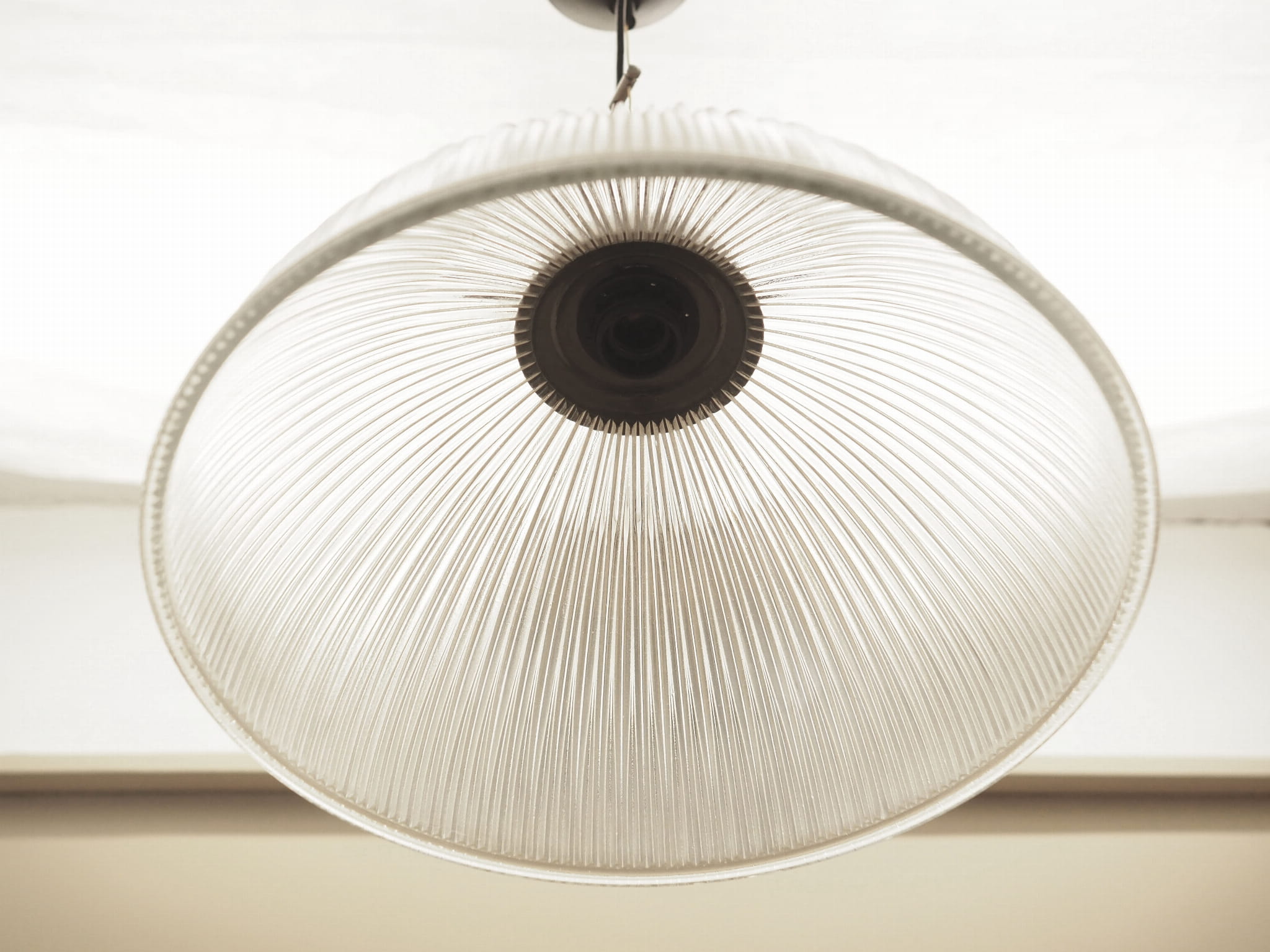 Vintage pendant lamp glass plastic grey 1970s