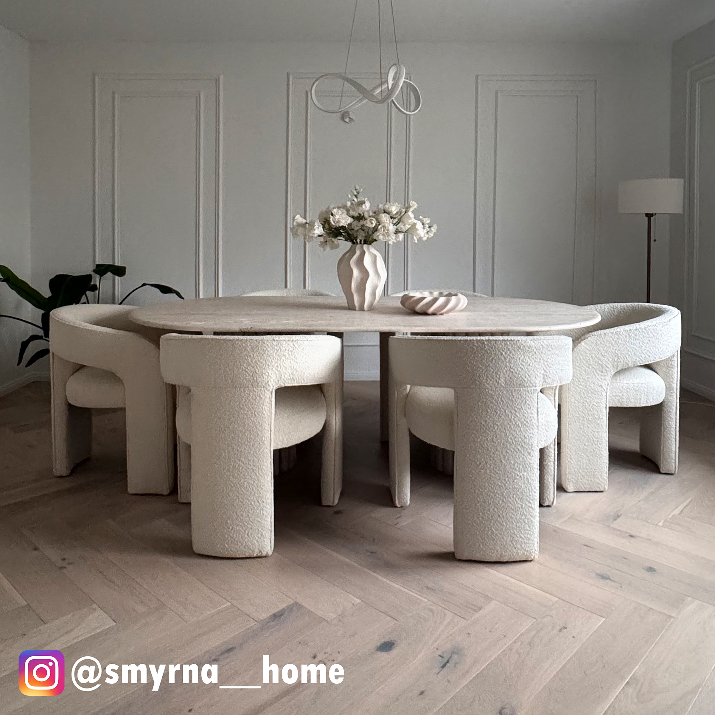 Armlehnenstuhl VALNES Bouclé Stoff Panju Creme