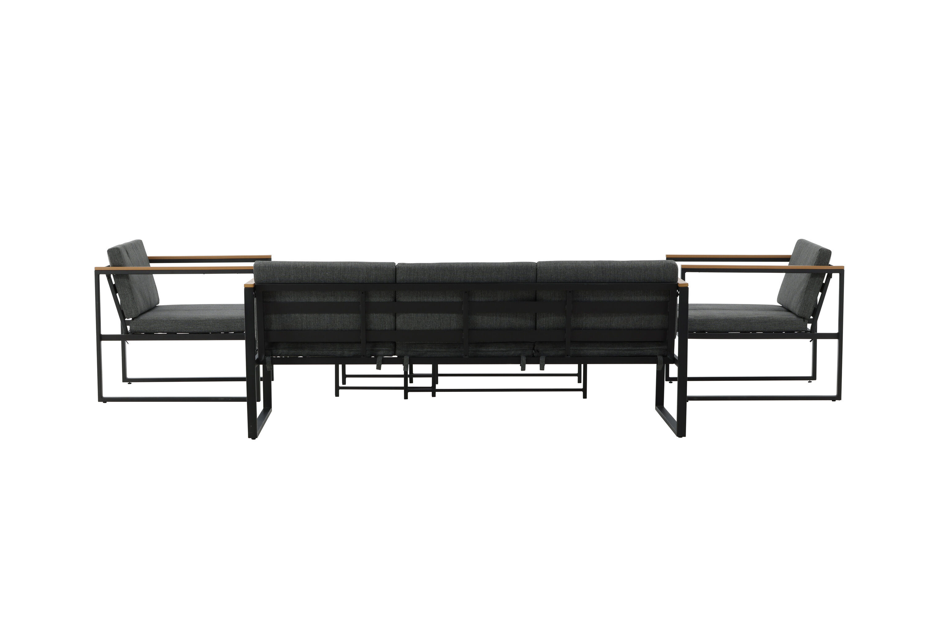 Dakar Sofa Set Steel Textile Grey Black