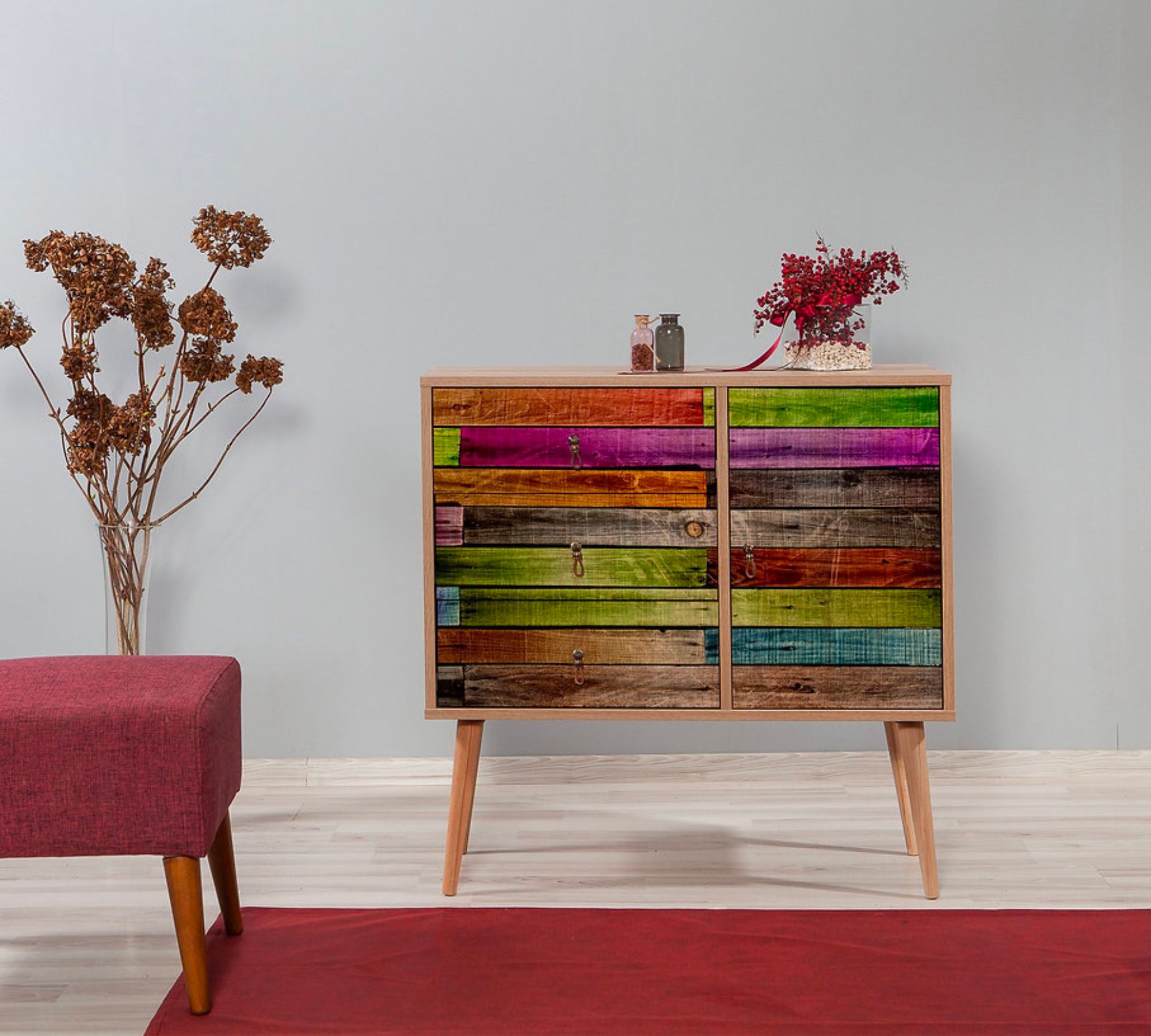 Kommode Holz Mehrfarbig
