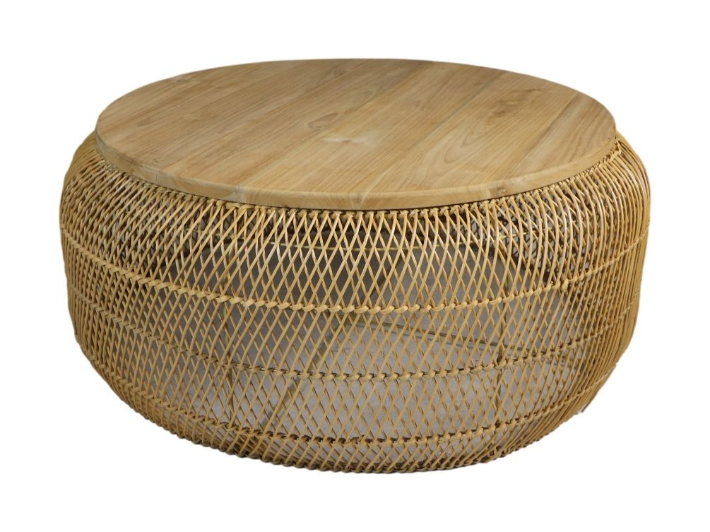 Couchtisch Rund Rattan Natur