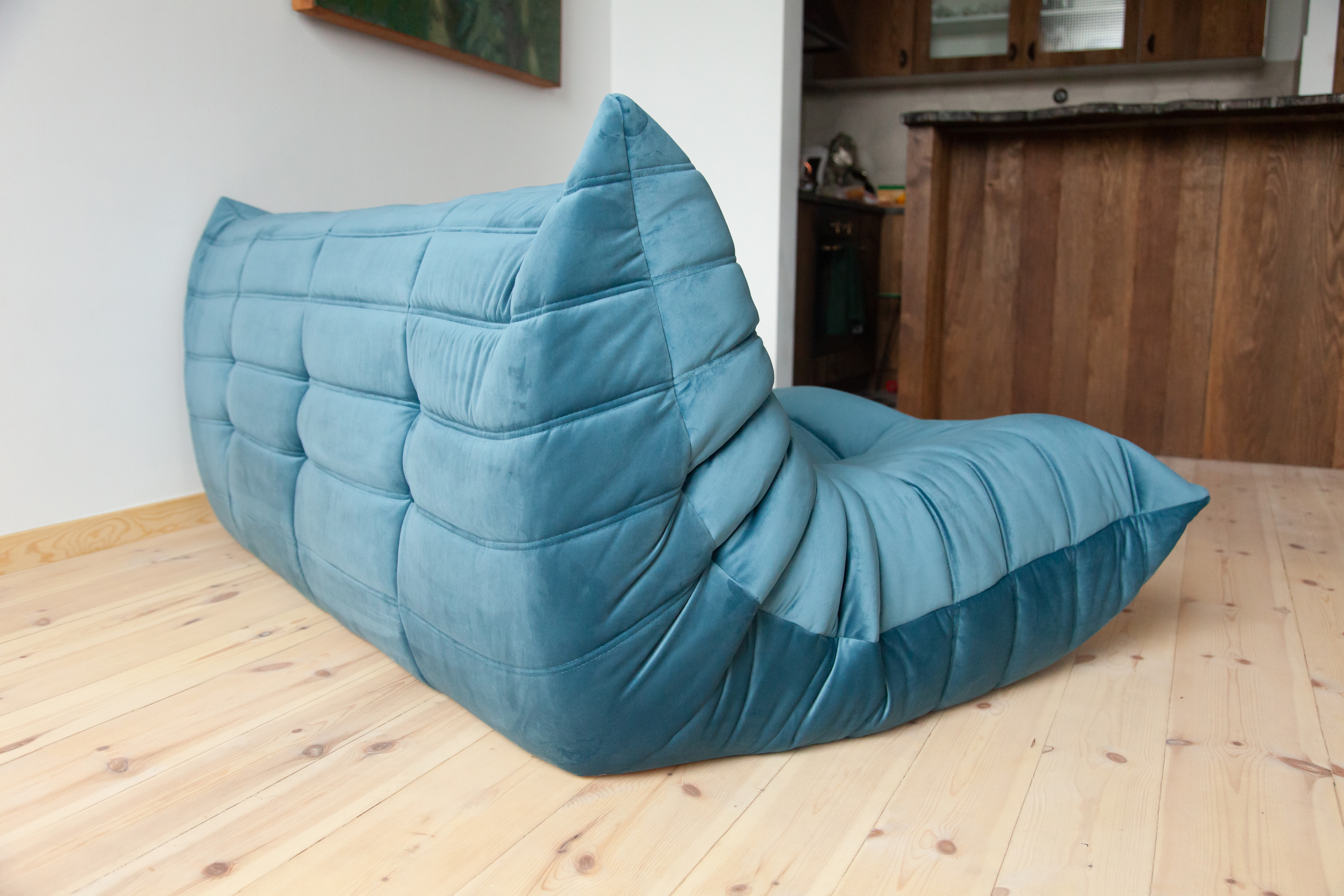 Togo Sofa 3-Sitzer Samt Meerblau