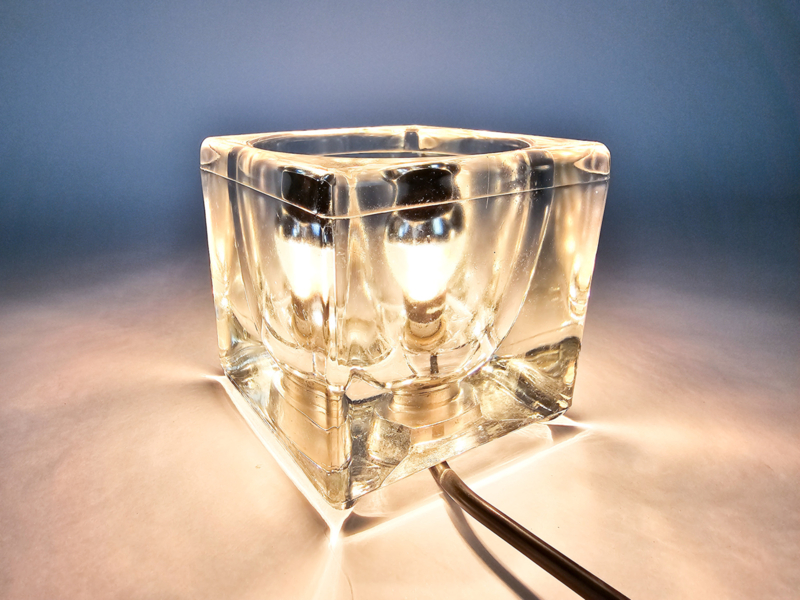 Ice Cube Tischleuchte Glas Transparent 1970er Jahre