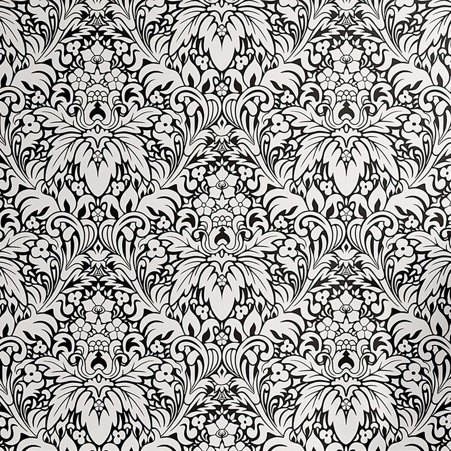 Tapete White Damask PVC Weiß / Schwarz Höhe: 250 cm