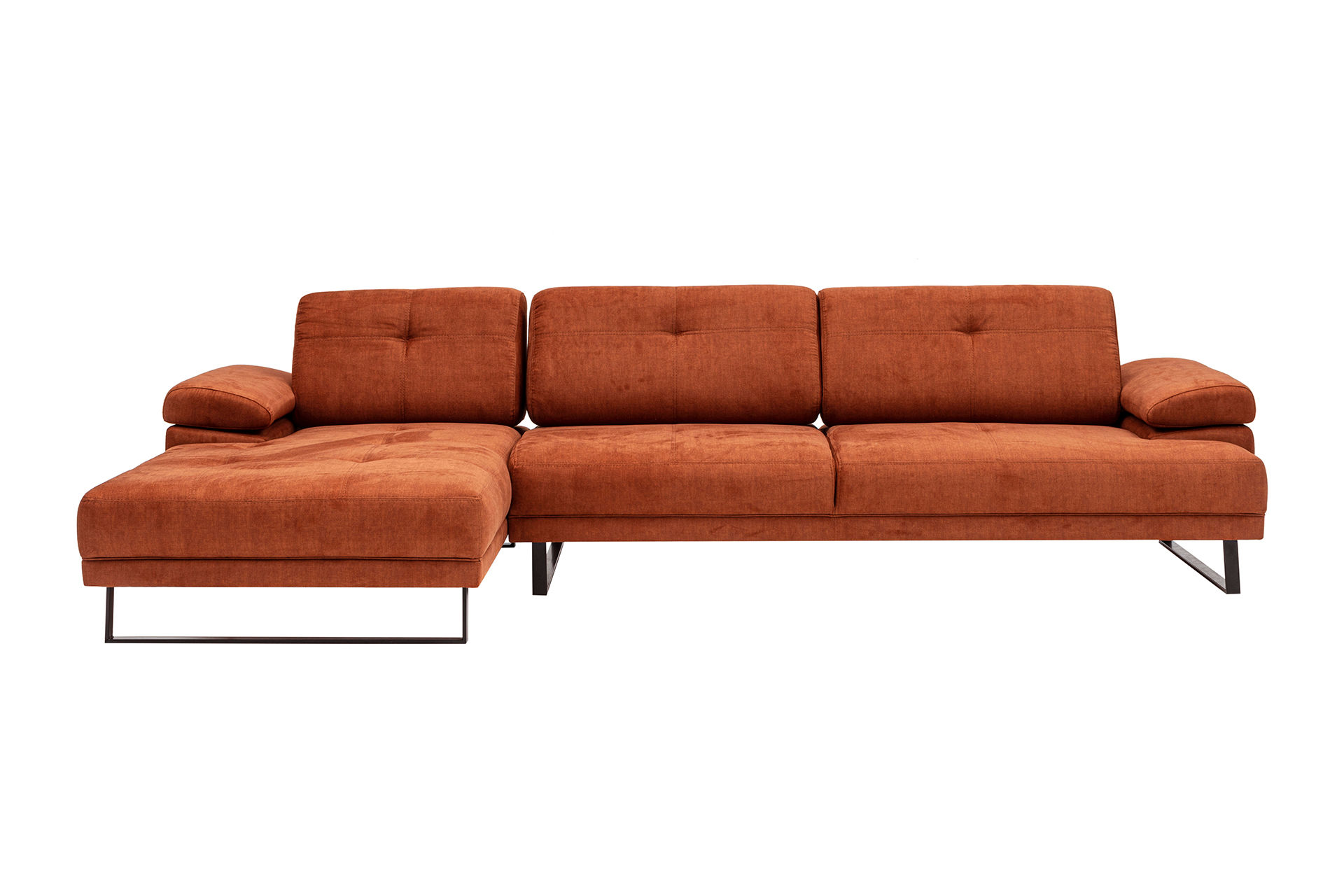 Sofa Récamiere Links Groß Polyester Holz Orange