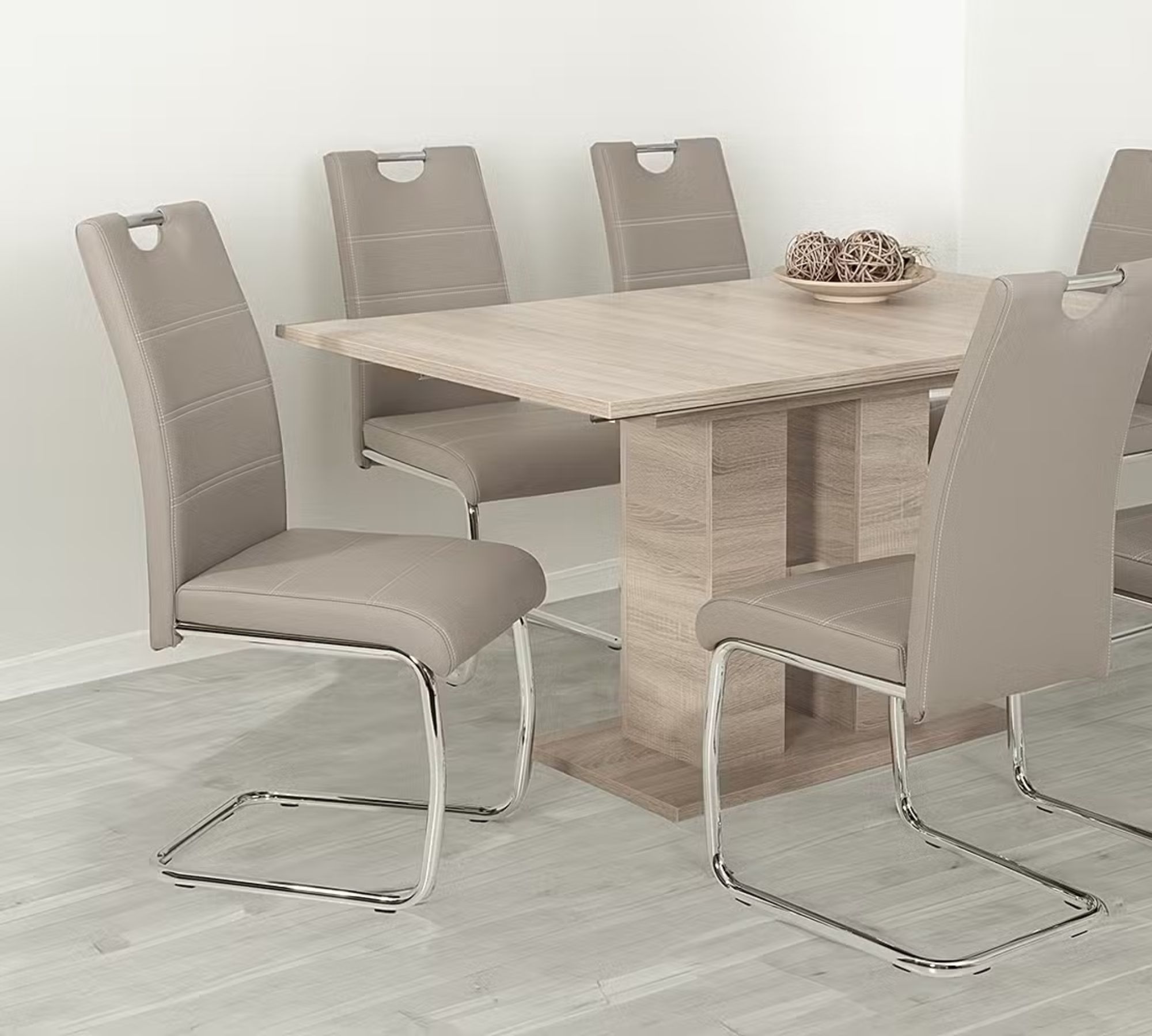 2x La Paz Freischwinger Chrom Kunstleder Cappuccino