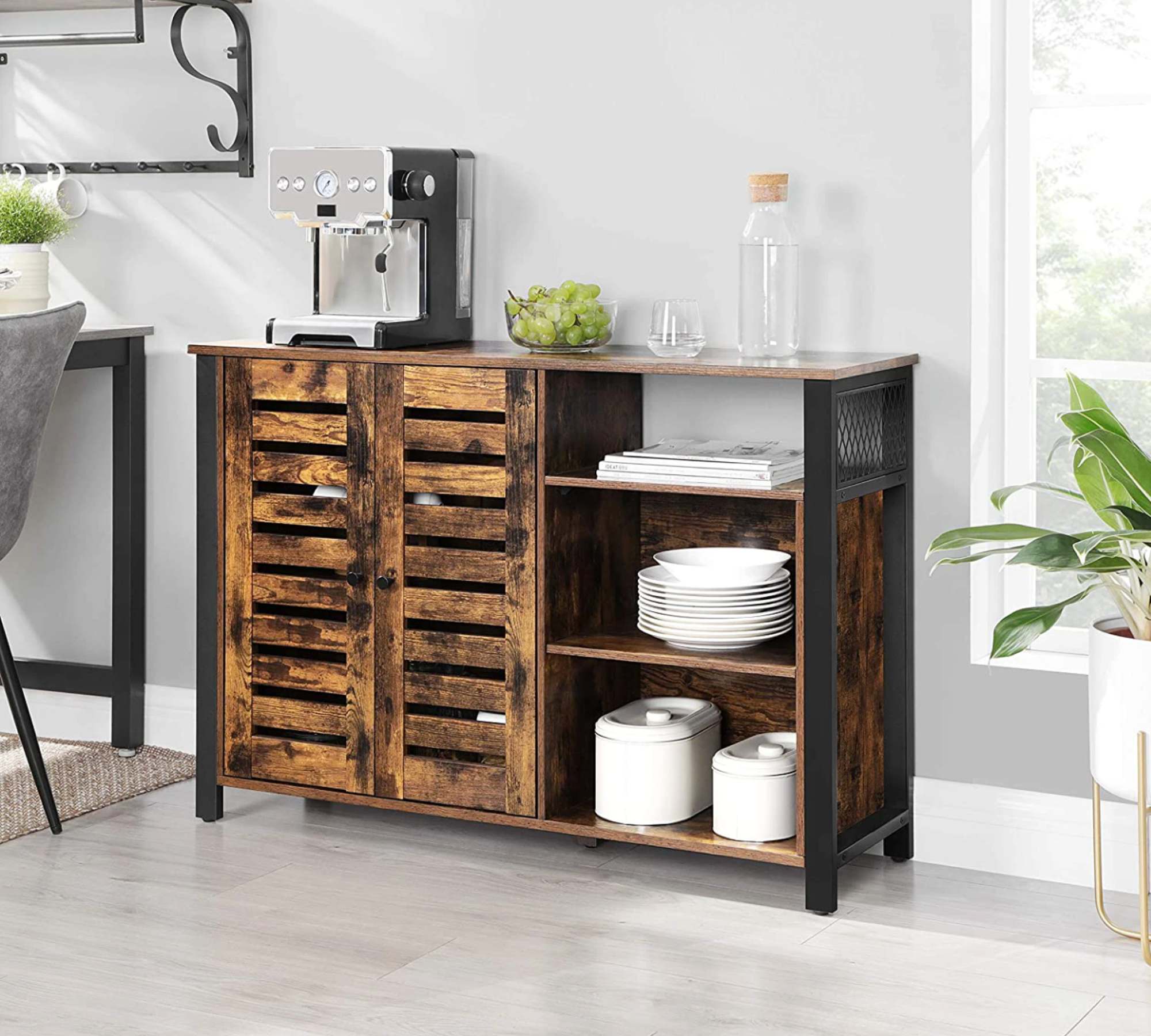 Kommode Holz Metall Graphit