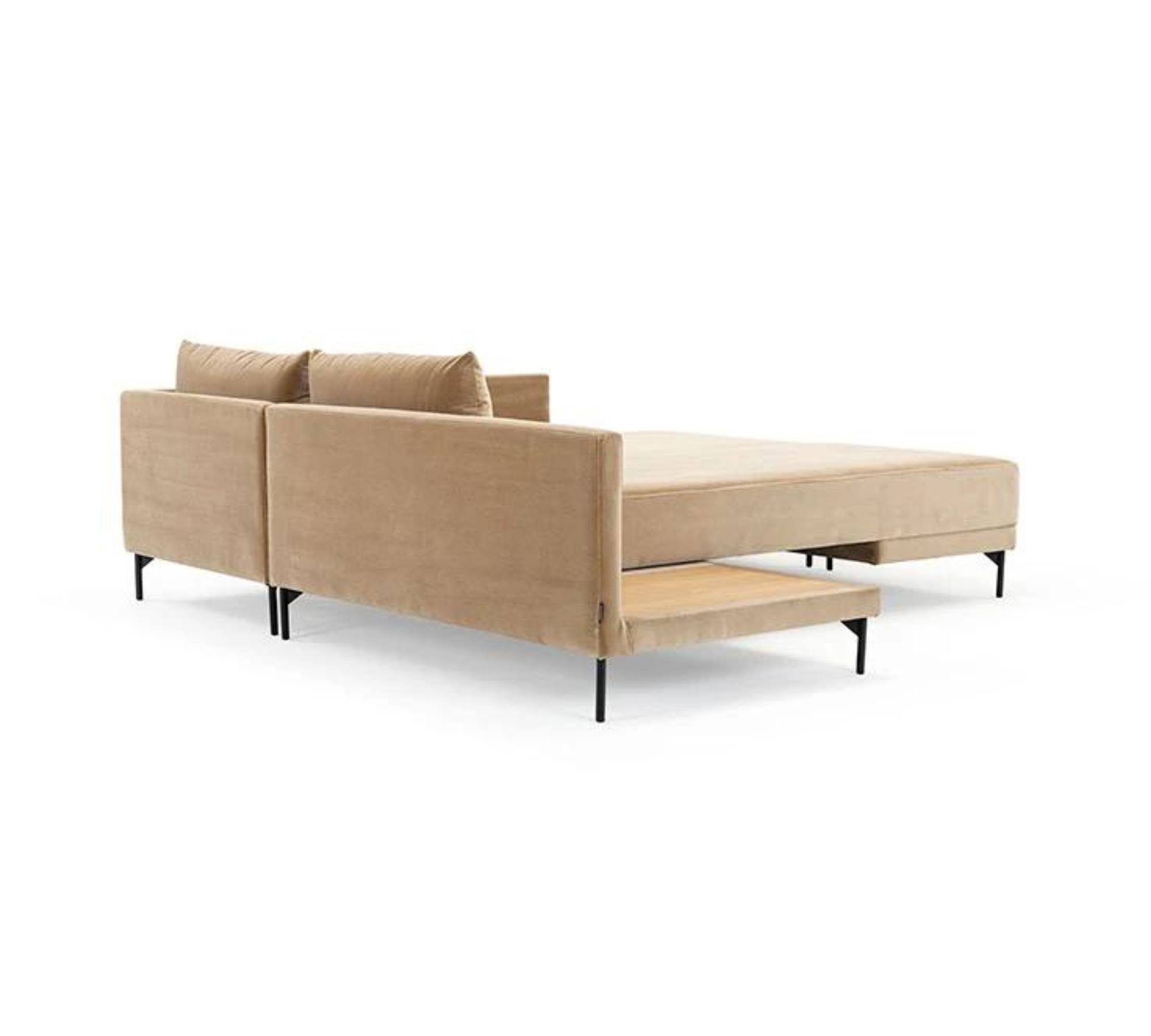 Vivica Schlafsofa Récamiere Rechts Velours Matt Beige