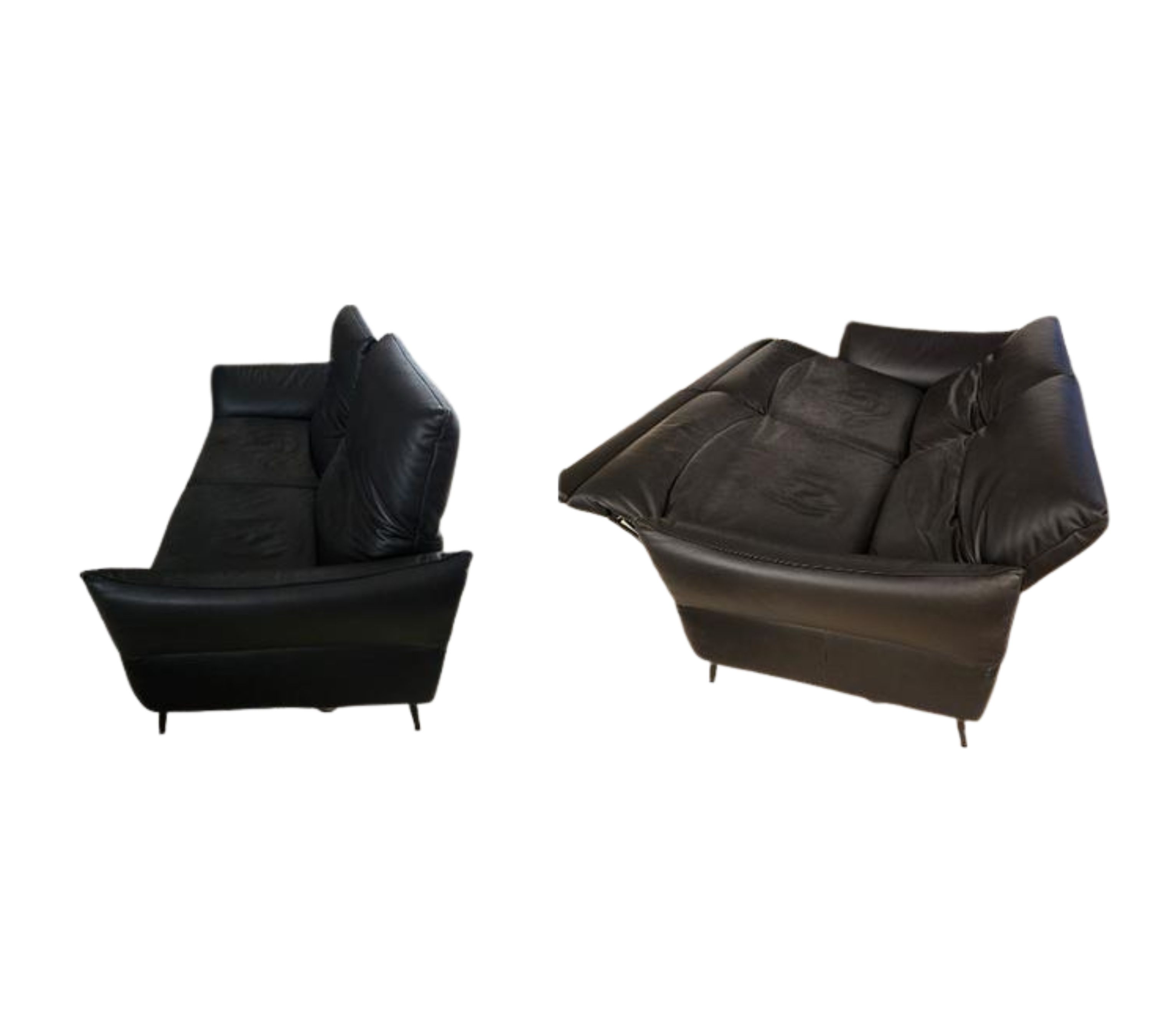 2-Sitzer Nappaleder Sofa mit elektr. Antrieb Schwarz