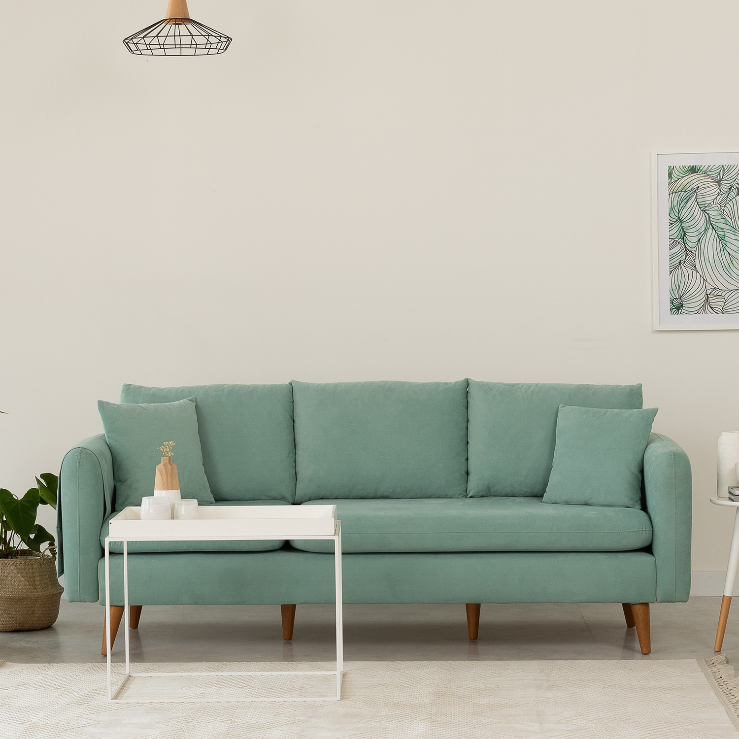 Sofia Sofa 3-Sitzer Holz Grün