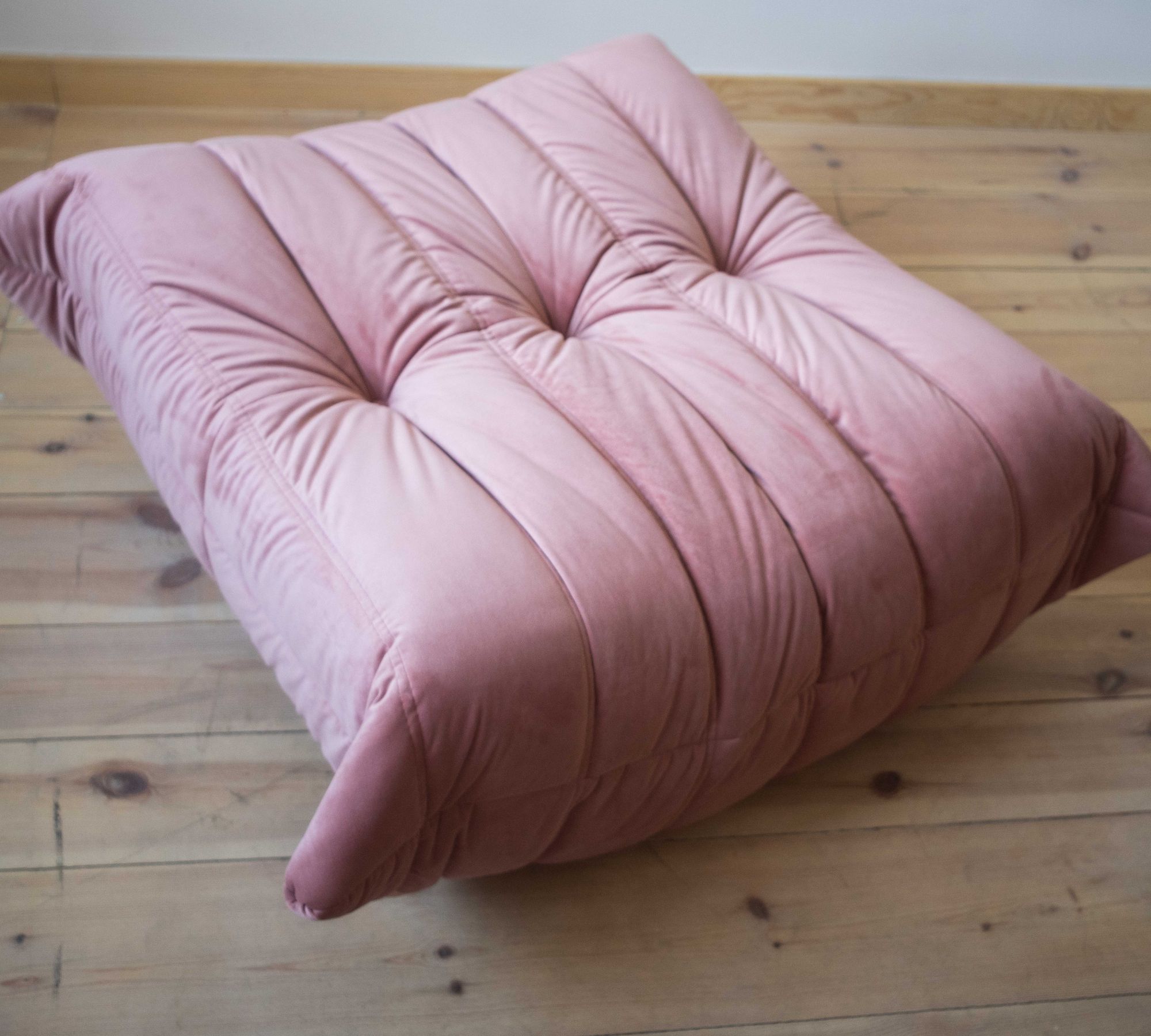 Togo Pouf Velluto Rosa Perla