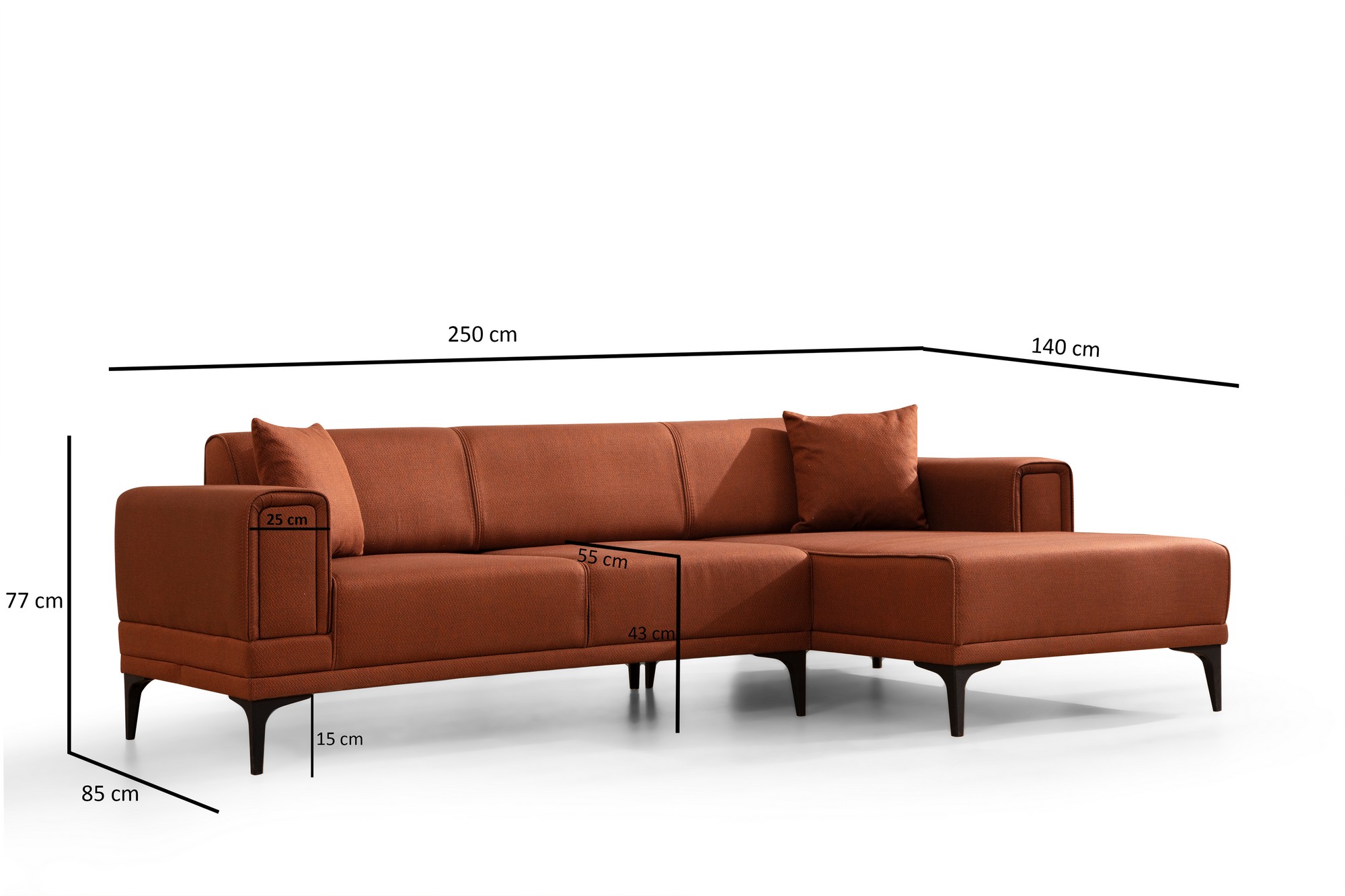 Horizon Ecksofa Rechts Rot