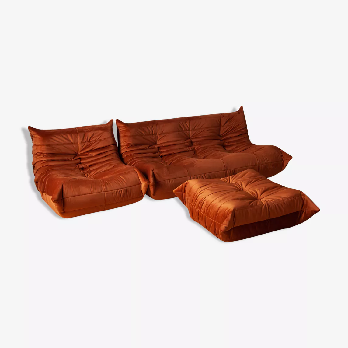 Togo Lounge Set 3-pc. Velvet Amber-Orange