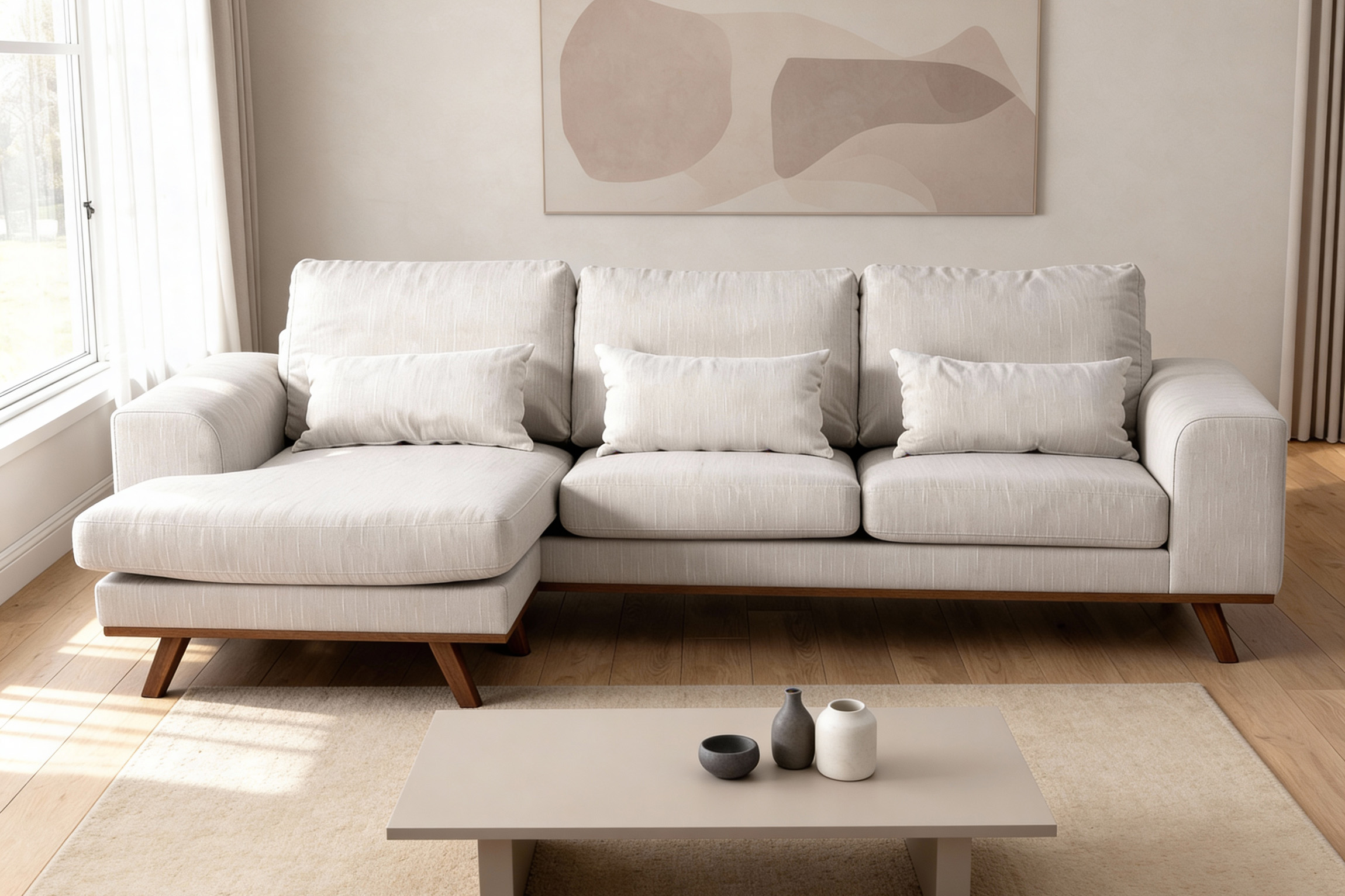 Ecksofa Japandi 3-Sitzer Beige